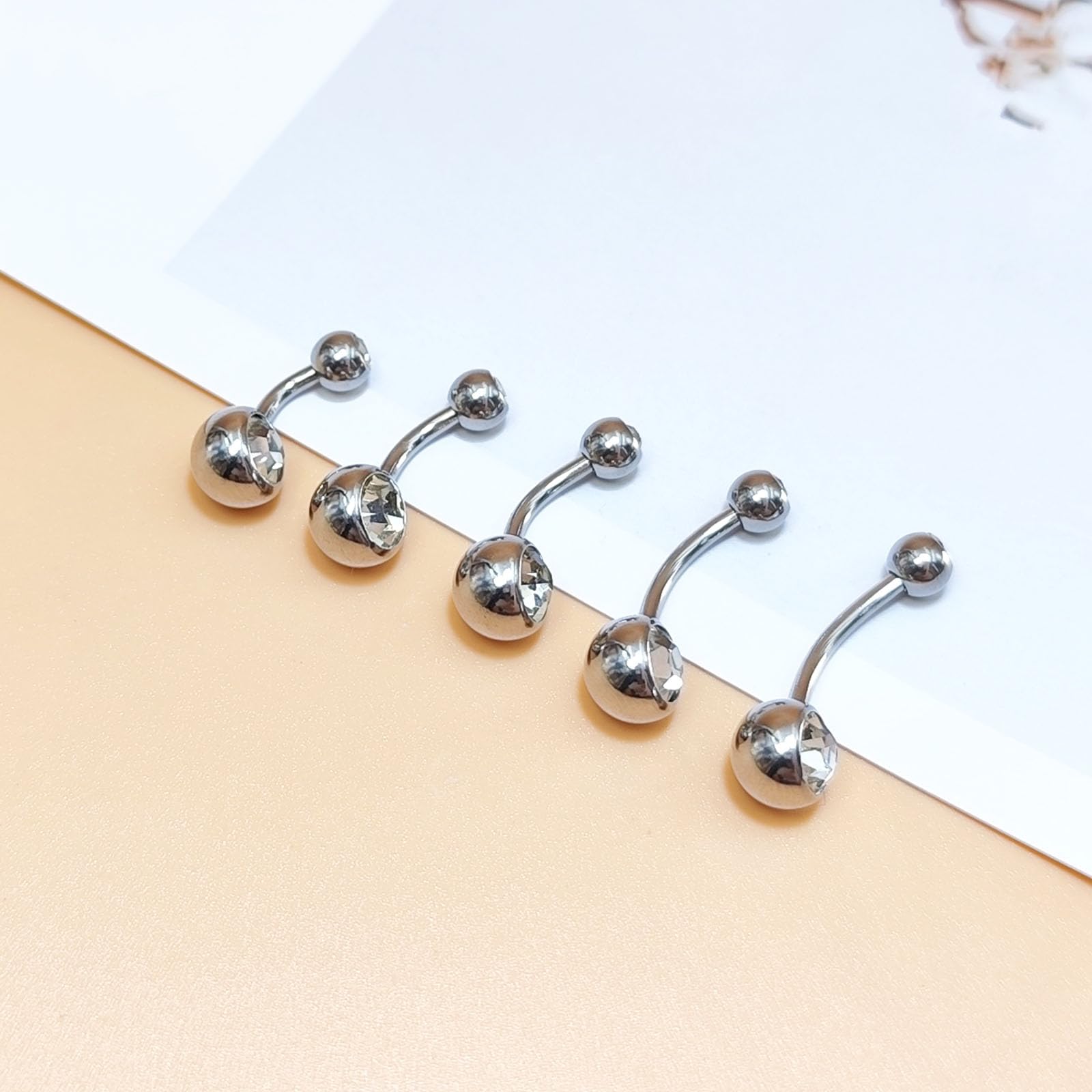 Kolczyk do pępka ze srebra wysokiej próby 925 6/8/10/12/14 mm biżuteria do piercingu z kryształami