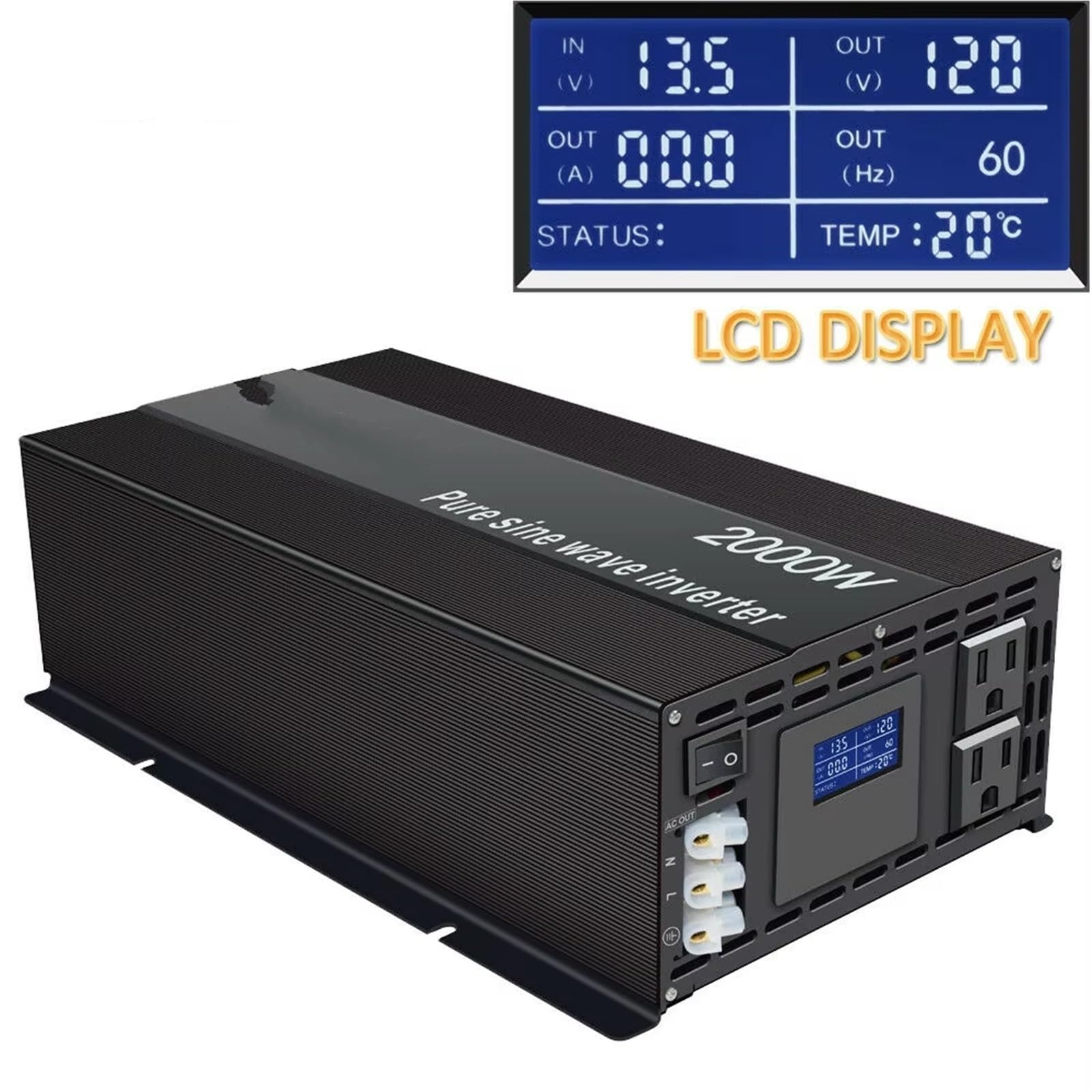 Inversor Inversor De Onda Sinusoidal Pura 4000W Pico 2000 W Batería 12V/24V/36V/48V CC A 120/220/230/240V CA Convertidor Panel Solar/inversor Eólico(12V,240V)
