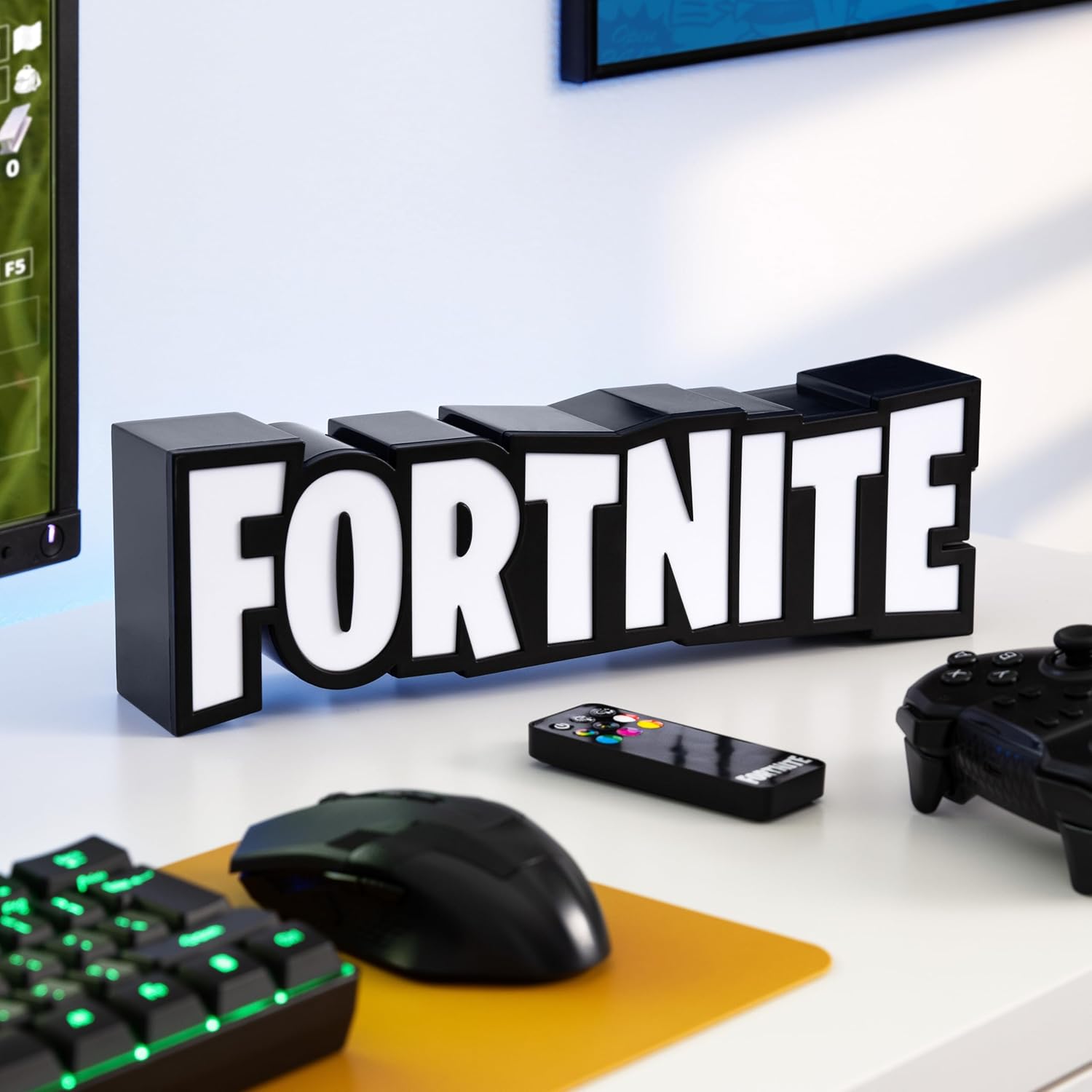 Fortnite RGB Color Changing Gaming Lamp with Remote Controller, Officially Licensed Gaming Light, Wall or Desk Display, USB Powered, Home Decor for Gamers | Paladone
