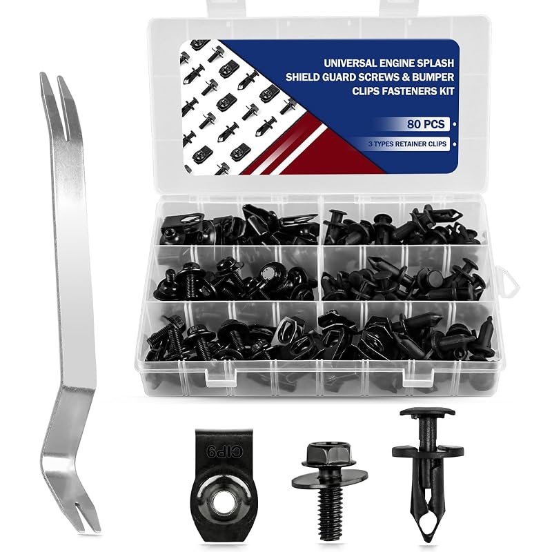 Kit de parafusos, porcas e presilhas para proteção inferior do motor Xislet – 80 peças