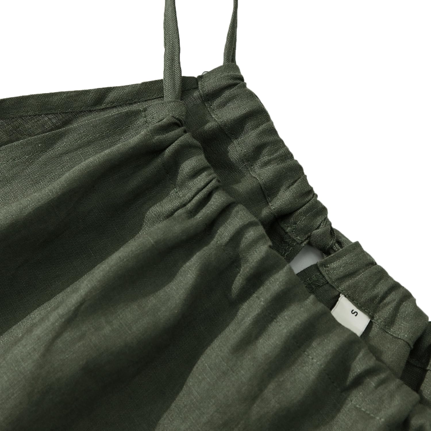 Amazhiyu Abito estivo da donna, in lino, estivo, lungo, da spiaggia, senza maniche, girocollo, maxi abito per il tempo libero, con coulisse e tasche