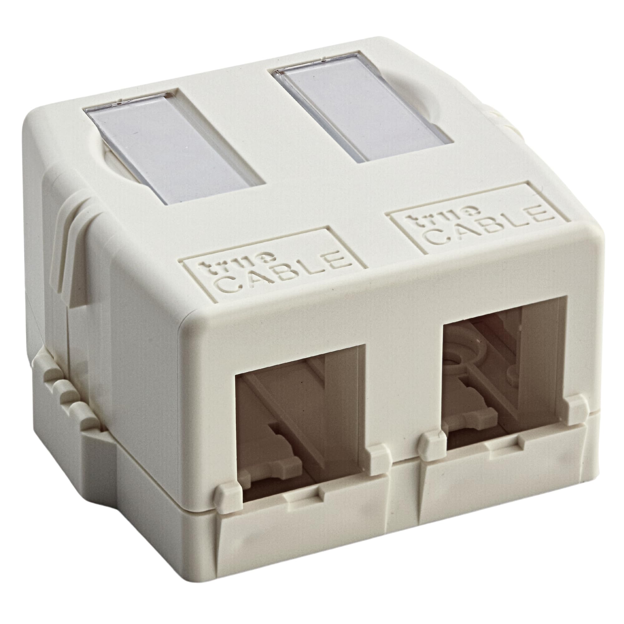 trueCABLE 2 Port Surface Mount Box, UL Listed, Three Way Mount for HD Keystone Jacks and Couplers, Universally Compatible with Modular Ethernet,