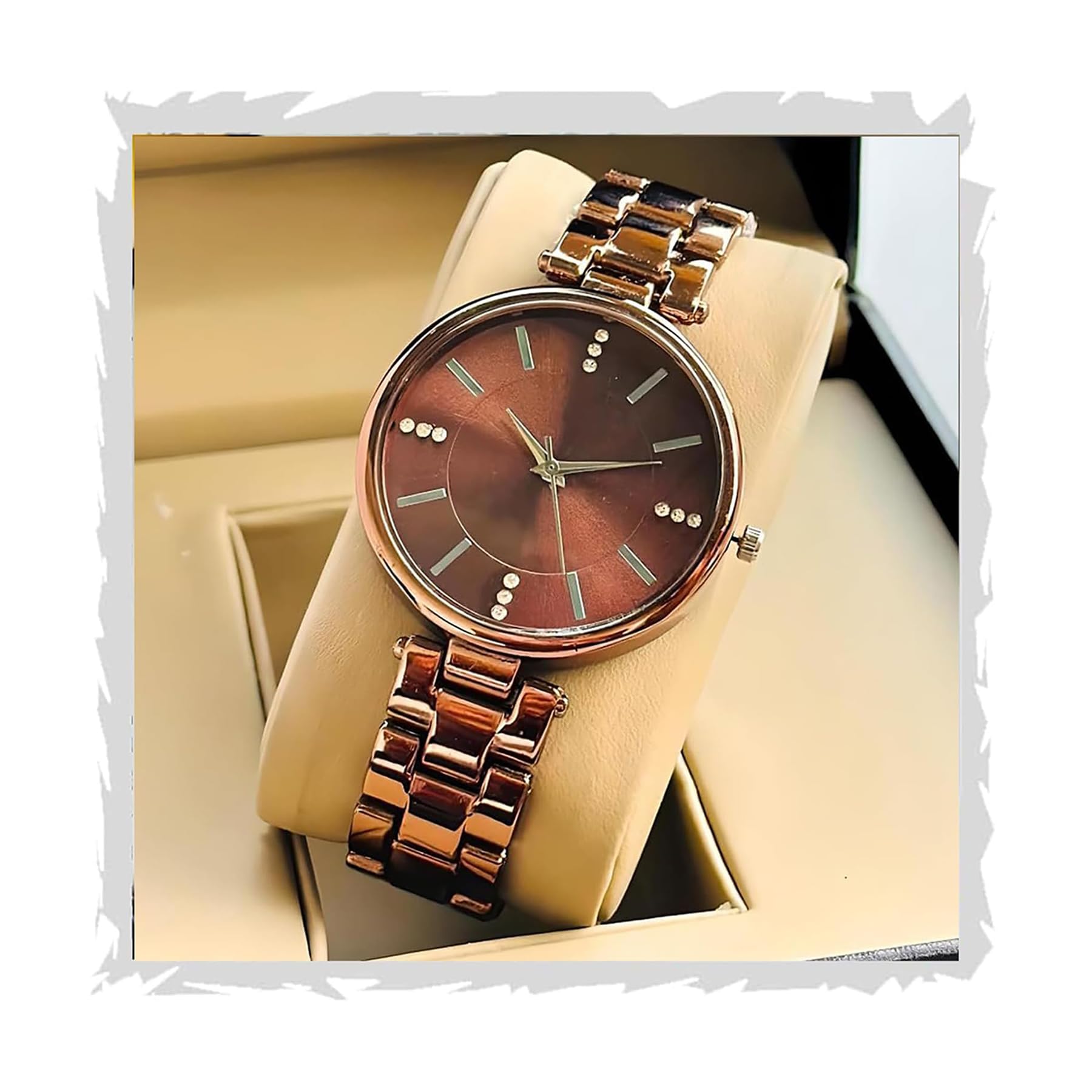 styledose Women Analogue Wrist Watches for Women's & Girls&Miss&Ladies Diamond Studded Dial Rosegold Colored Stylish Bracelet Strap