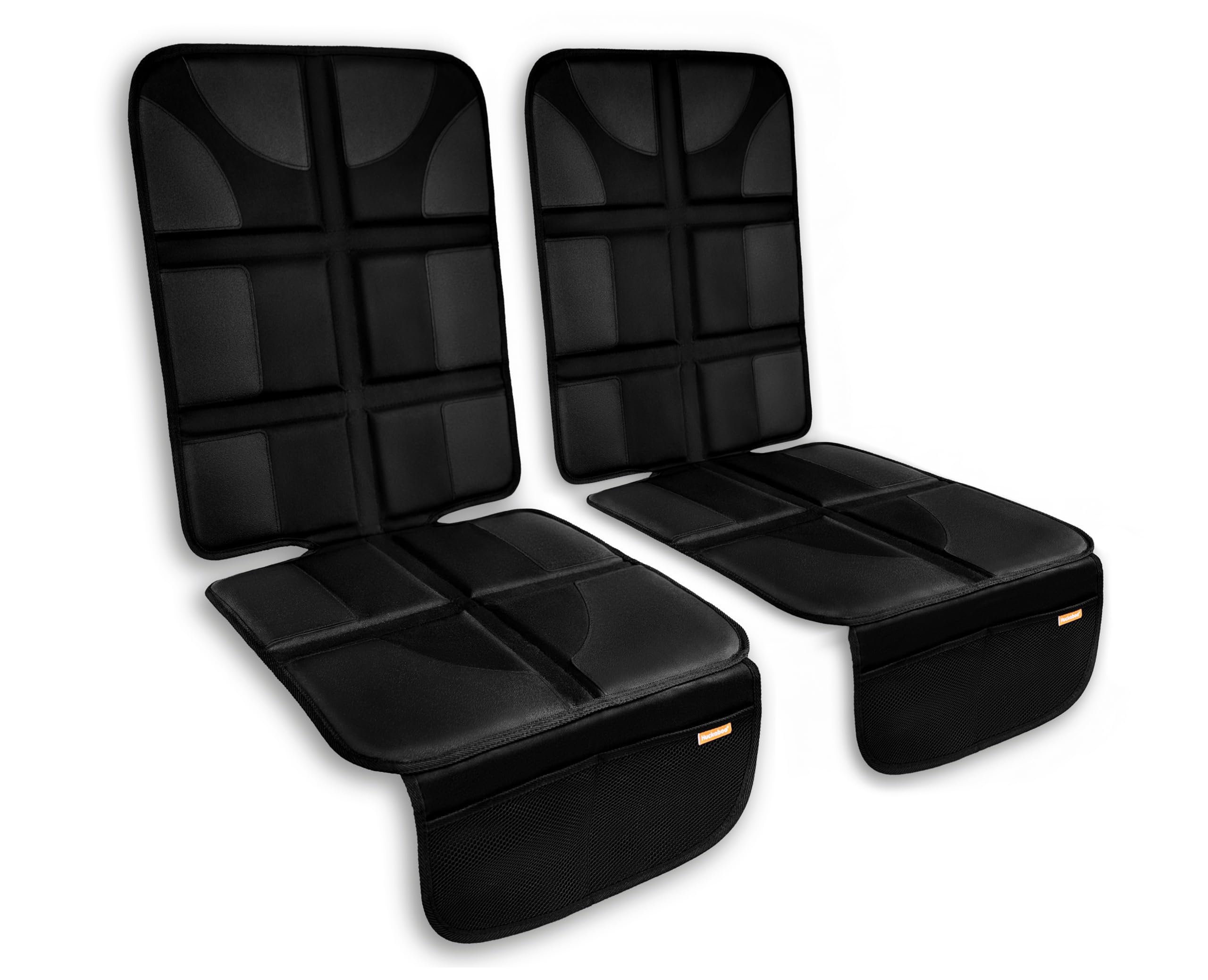 Huckaboo Car Seat Protectors for Child Seats, Padded Child Car Seat Protectors, 2 Pack, Black
