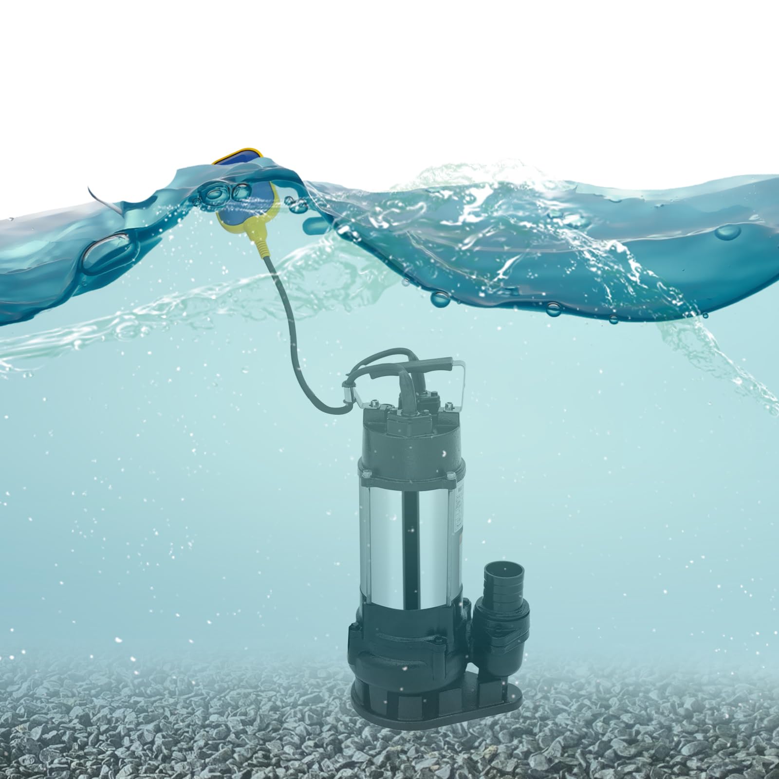 Tauchpumpe 550W Edelstahl 15m Förderhöhe 2 Zoll Schwimmerschalter | 550W Edelstahl-Tauchpumpe, 18m³/h, 15m Förderhöhe, 2" Auslass. Mit Schwimmerschalter, Zerkleinerer & Überhitzungsschutz