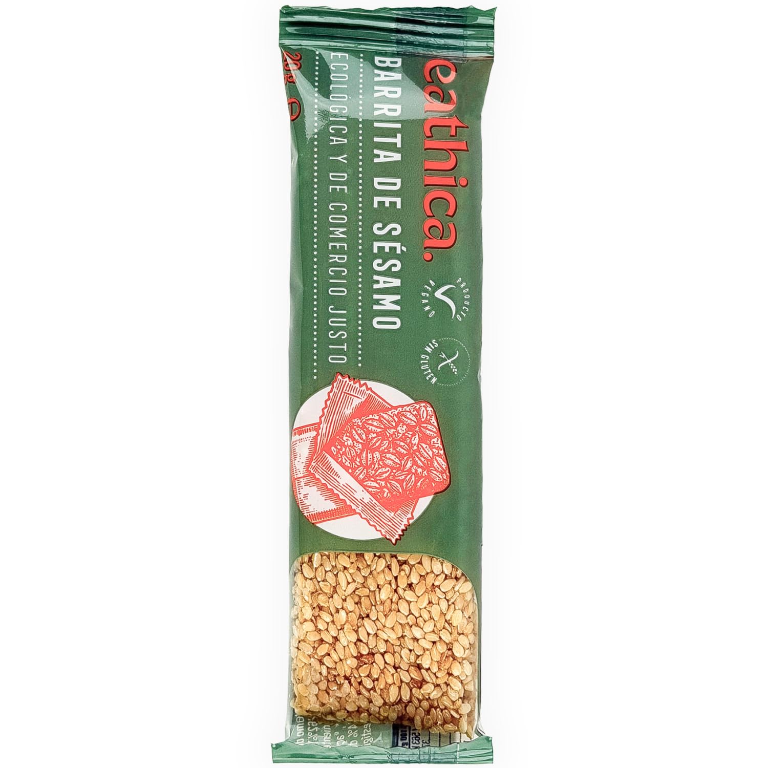 Caja 45x Barritas de Sésamo Bio Eathica 20g | Snack Ecológico y Crujiente | Fuente de Energía Natural | Sin Gluten y Vegano