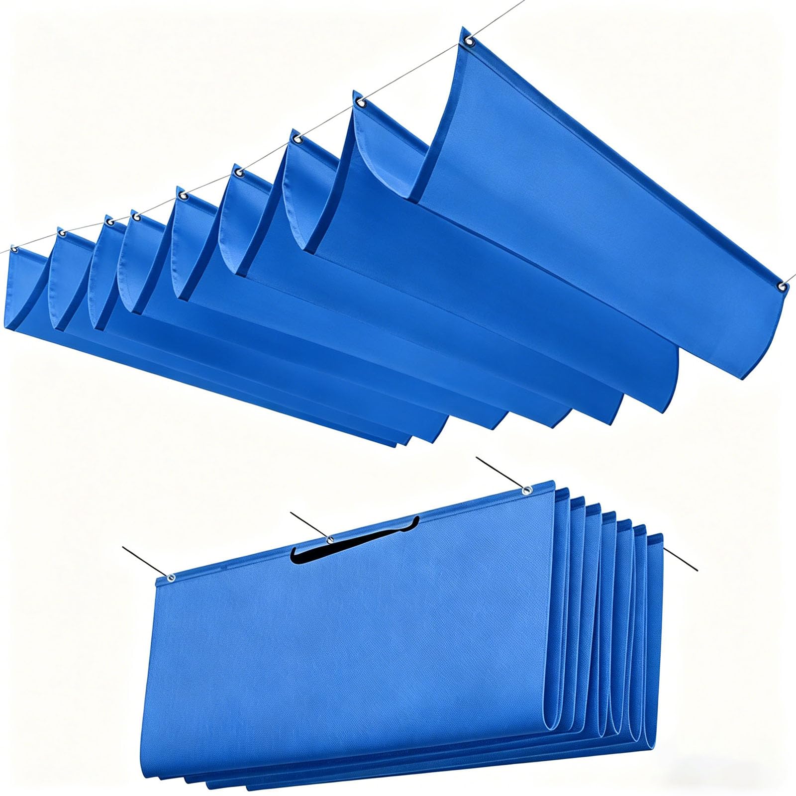 Sun Shade Sail Retractable Wave Rectangle Awning Canopy, Retractable Wave Sun Shade Sail,Protection, Sun Protection for Patio, Pergola, Garden-dark blue||200x400cm — image 1