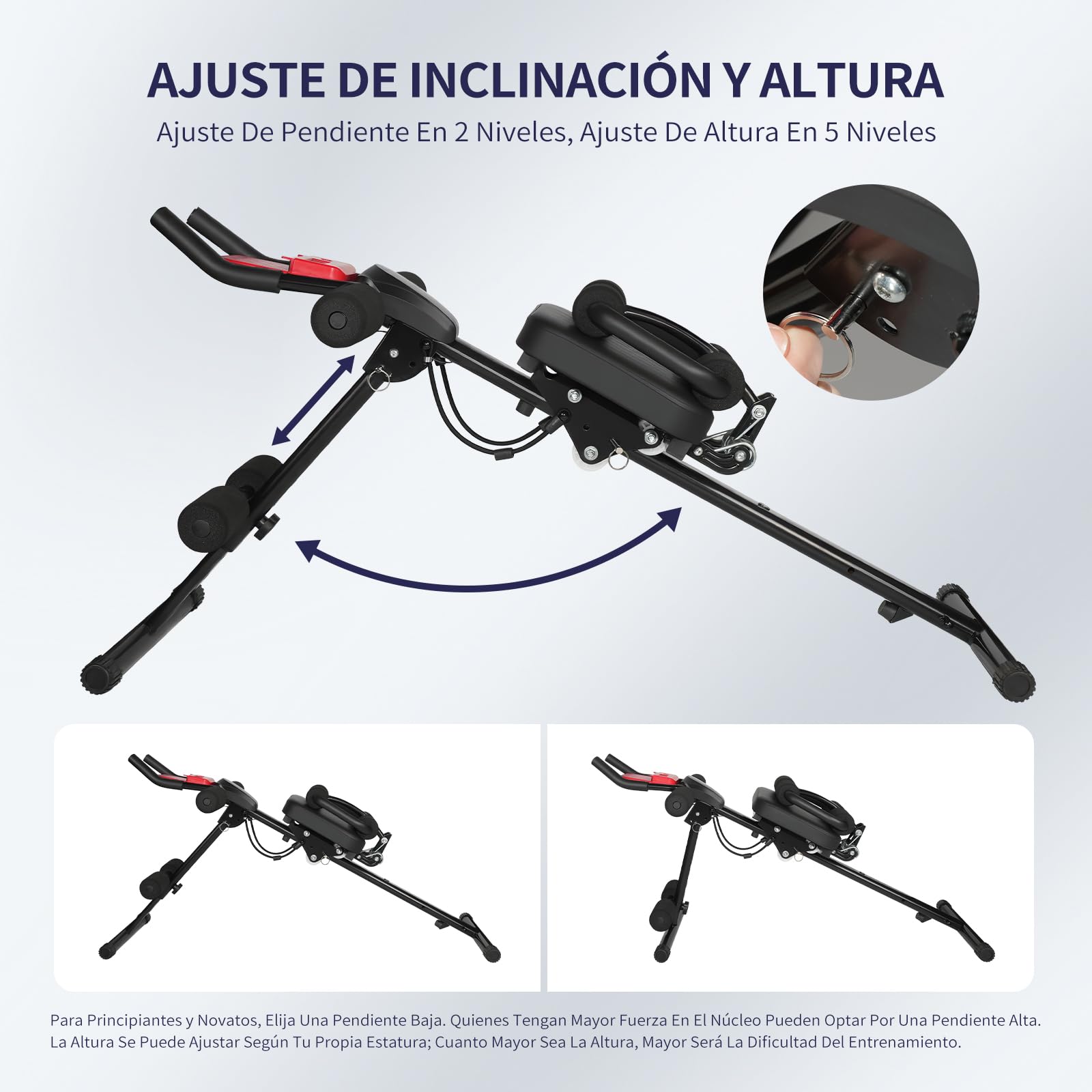 Entrenador Abdominal Multifuncional Plegable con Pantalla LCD, Cojín Acolchado Extra Grueso, Empuñaduras Antideslizantes de Espuma, para Ejercicios de Abdominales y Bíceps en Casa
