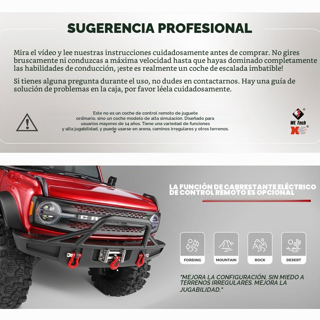 RC Draft Crawlers, escala 1/10 2.4G 4WD RC Off-Road Car sin cabrestante, alta velocidad 11 km/h y baja velocidad 3 km/h, regalo de coche de hobby para adultos (versión RTR / gris metálico)