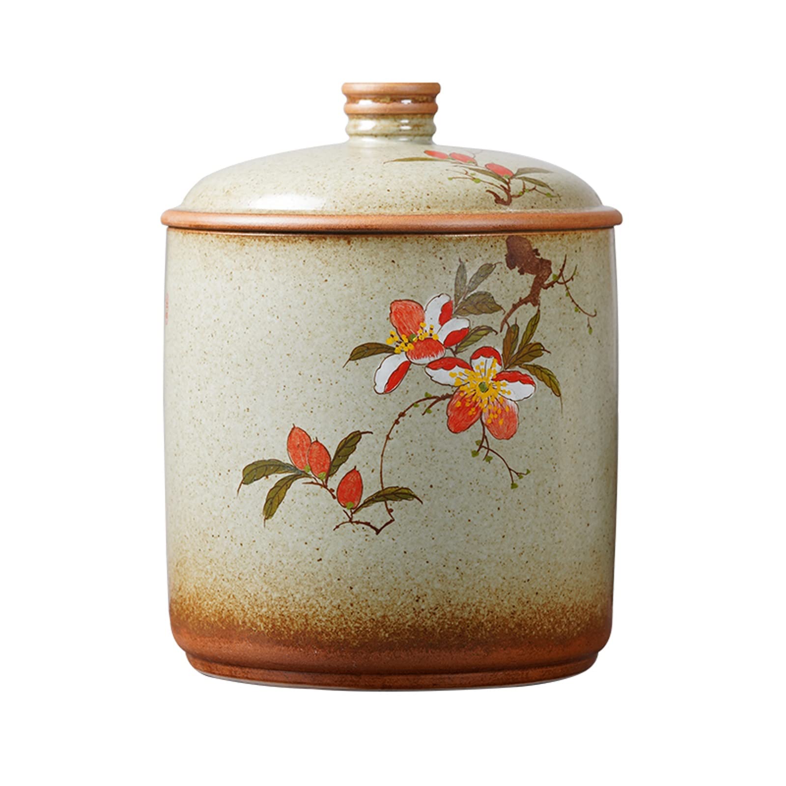Retro ceramiczny dozownik ryżu z pokrywką, 11 funtów dozownik ryżu Cylinder ryżowy, kreatywny, szczelnie zamknięty pojemnik na żywność do kuchni, dozownik płatków śniadaniowych do ryżu, płatków śniad