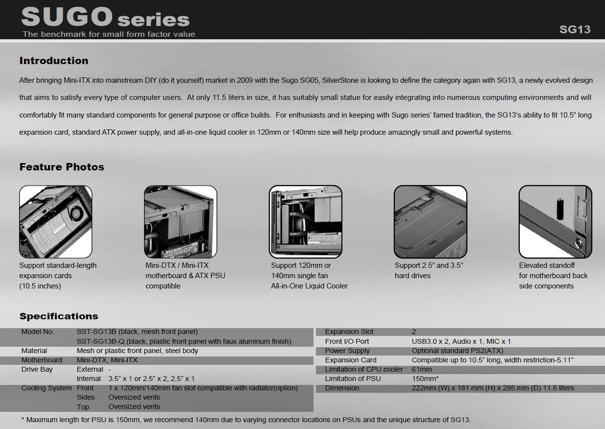 SilverStone SST-SG13WB - Sugo Mini-ITX Compact Computer Cube Case, pannello frontale con Mesh, nero bianco