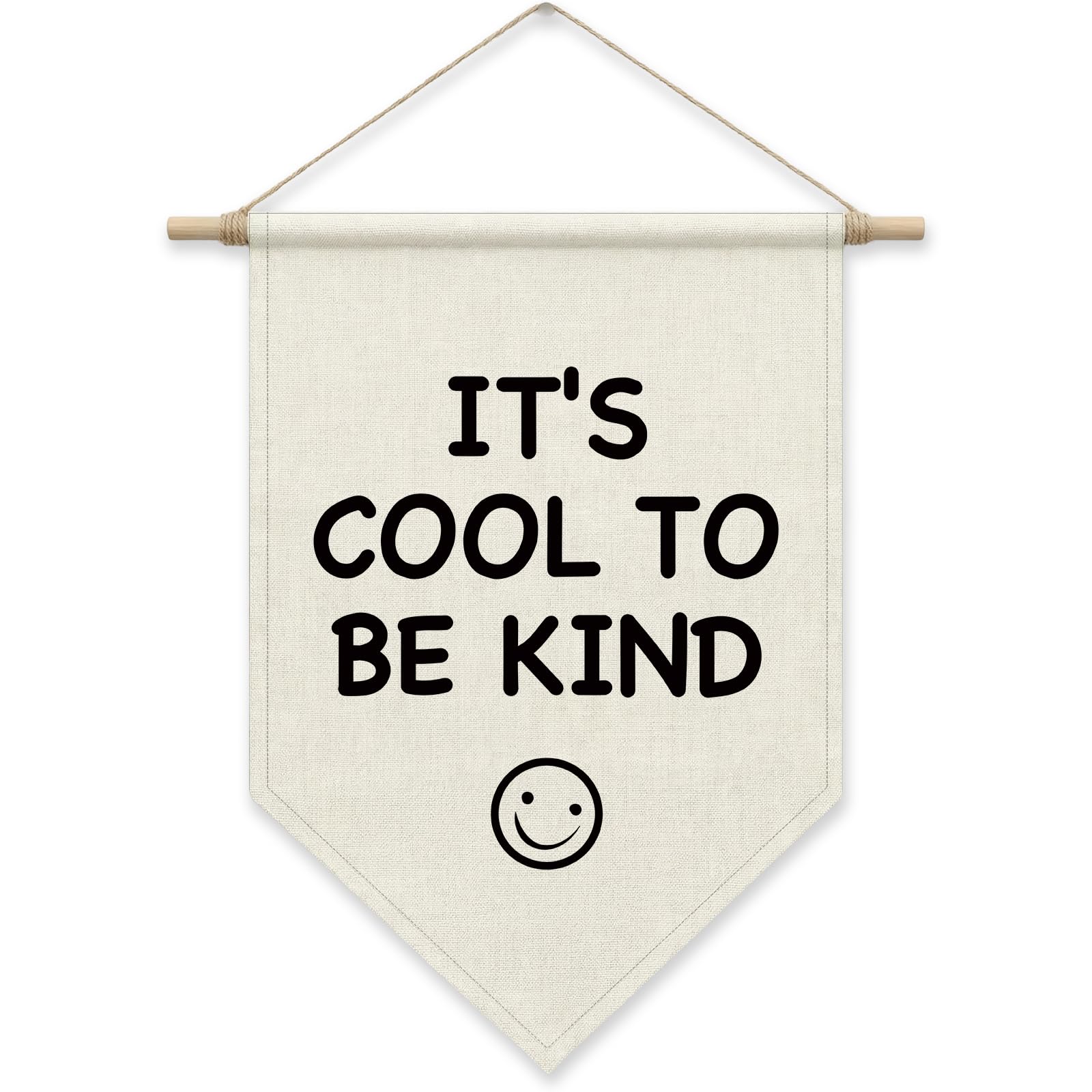 SHIEL-EVEN Kids Poster Hanger Frame, It's Cool To Be Kind Pennant Flag Banner, Modern Canvas Wall Art for Toddler Boy Girl, Baby Nursery Decor for