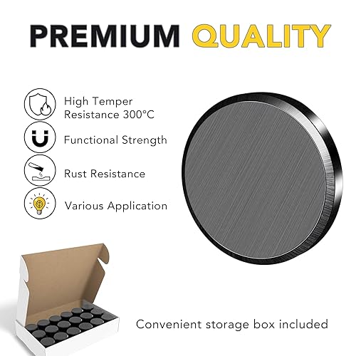 Miniatura 25 de TRYMAG Pequeños imanes de cerámica de 0.709 x 0.197 in para manualidades con respaldo adhesivo, 150 unidades de círculo plano de disco redondo