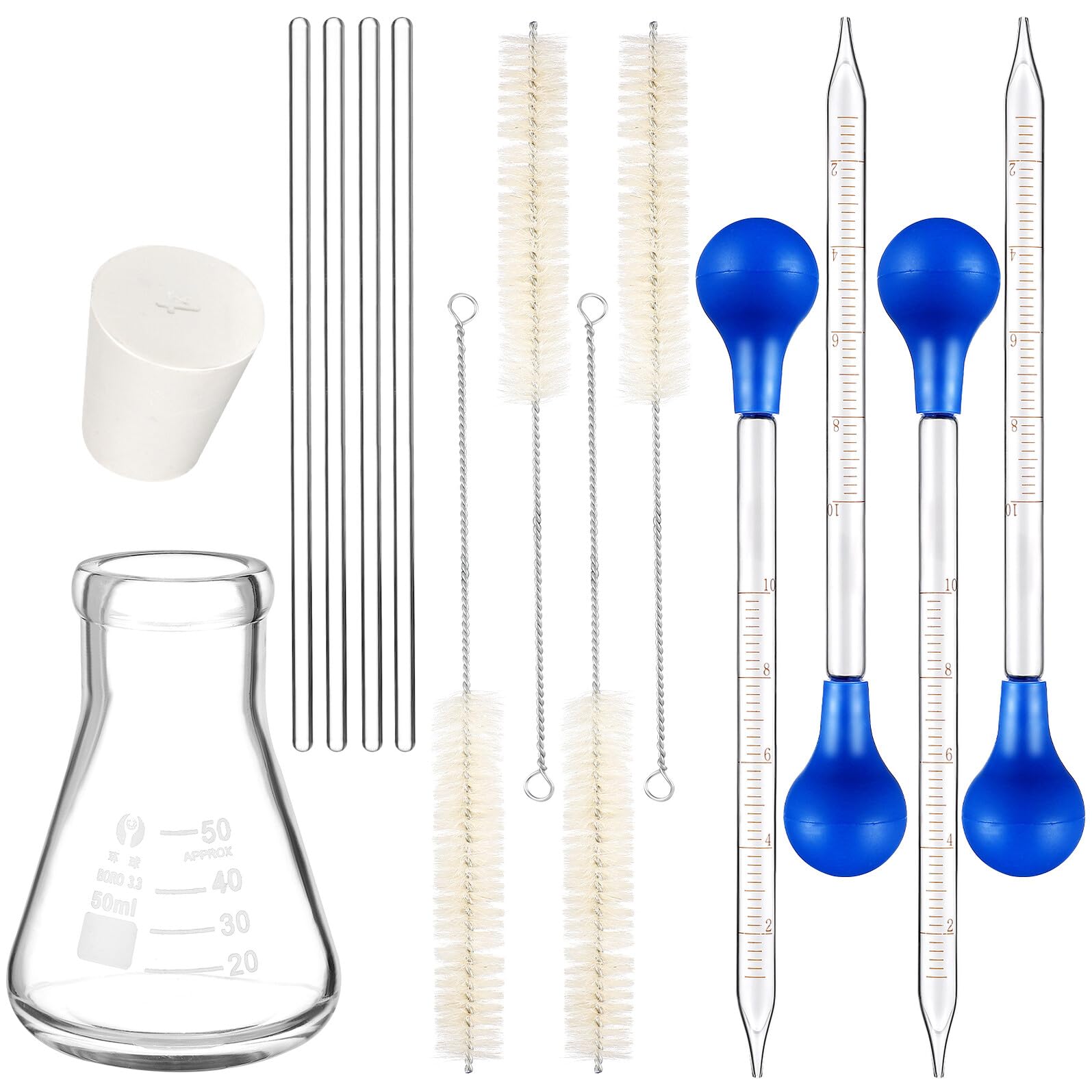 Set Beuta Erlenmeyer in Vetro 50 Ml con Pipette Contagocce