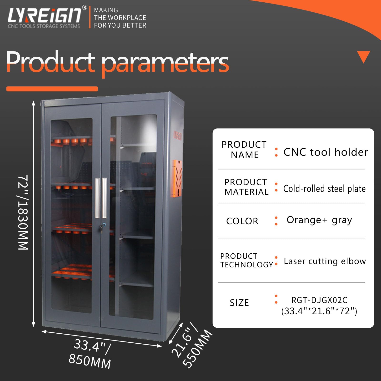 LYREIGN Multi-Purpose CNC Tool Cabinet, CNC Tool Storage System with Lock, Large Capacity CNC Tool Storage Rack Material Equipment for Warehouse Workshop Use