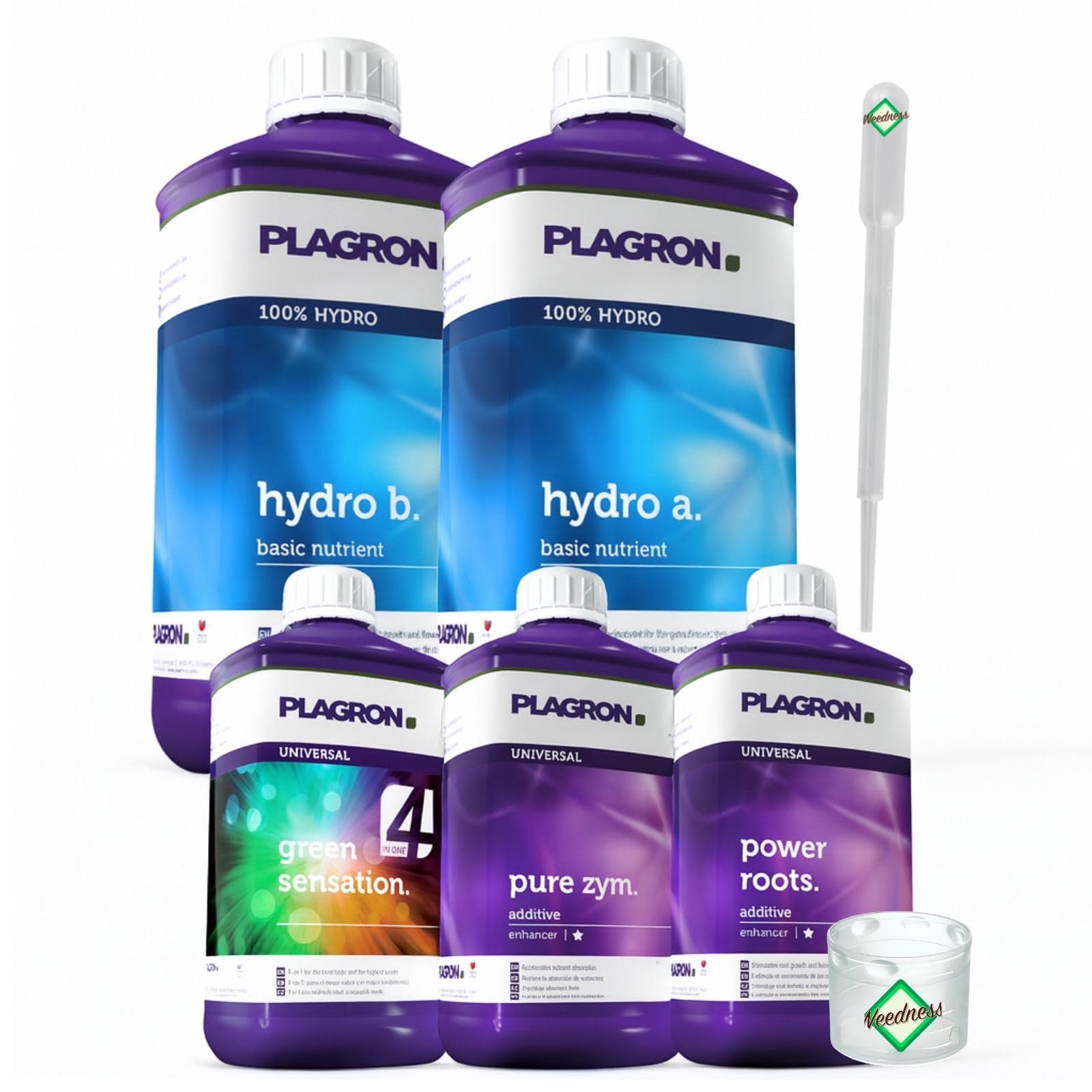 Weedness Plagron Hydro Dünger Set Basic - Grow Anbau Indoor Outdoor Bio Dünger NPK Mineralisch Flüssig