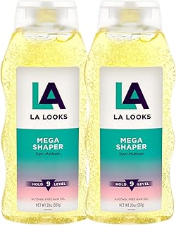 L.A. Looks Mega Shaper Hair Gel - Mega Level 9 Hold - Gel para el cabello para mujeres - Dura todo el día - Antiadherente, sin alcohol, sin descamación - 2 unidades