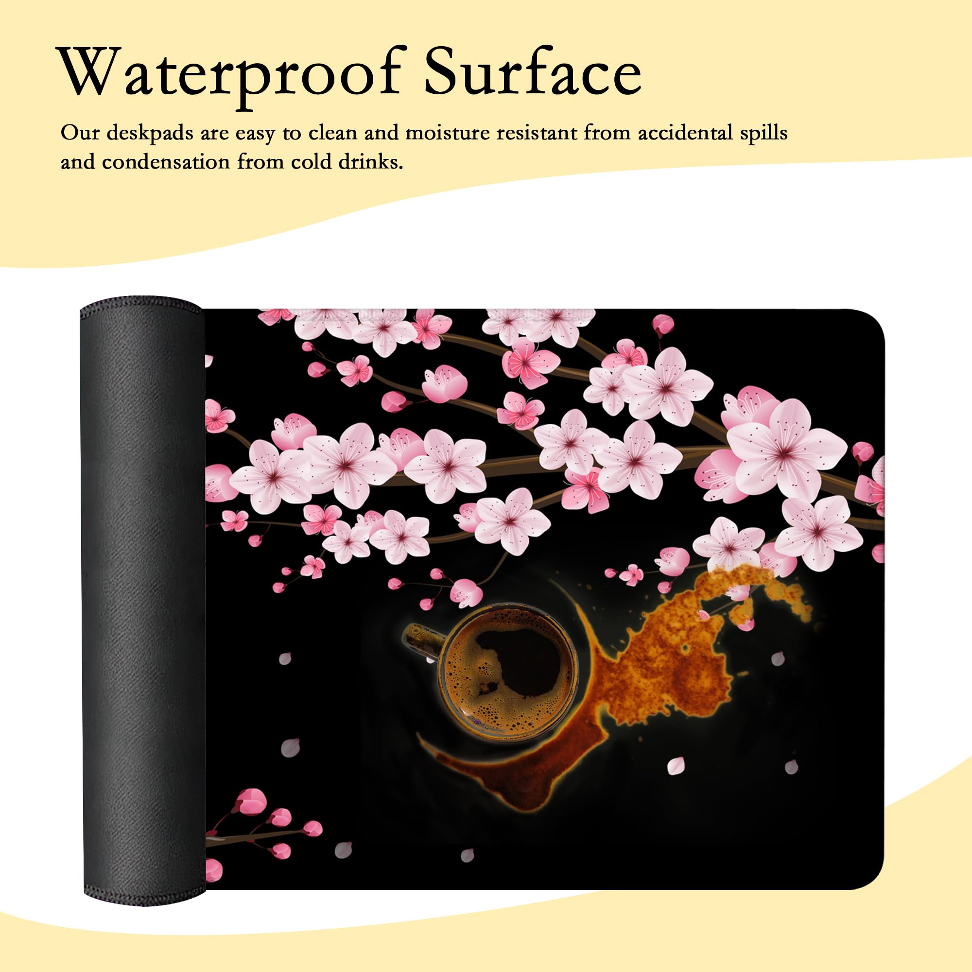 ZTHLL Tappetino per mouse da gioco con bordi cuciti, tappetino da scrivania Sakura con fiori di ciliegio, tappetino per mouse XL esteso con base antiscivolo, tappetino da scrivania per tastiera e