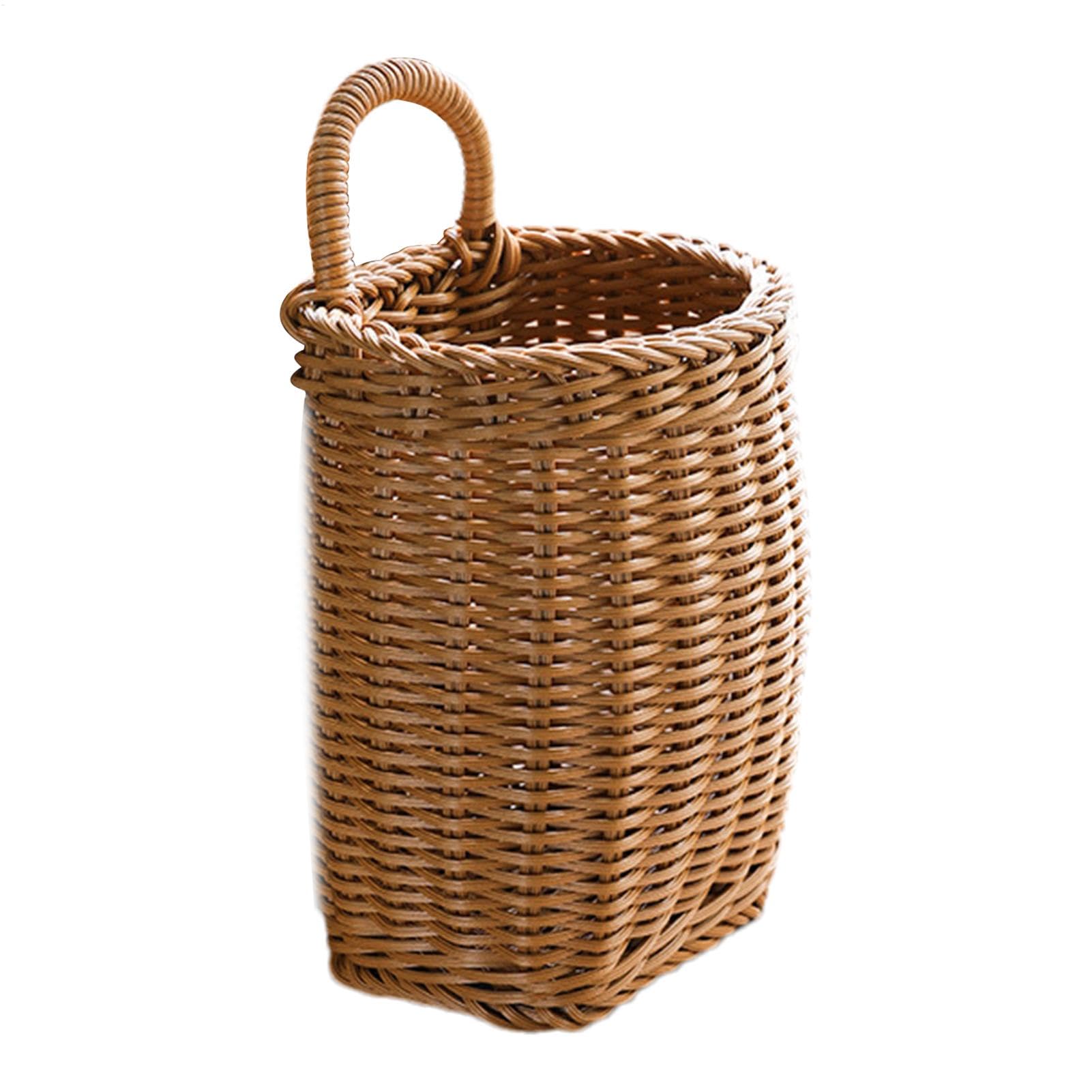 Woven Wall Baskets | Rattan Wicker Wall Kitchen Baskets for Front Door | Handmade Hangable Storage Organize Vegetable Fruit Container for Flowers & Mail