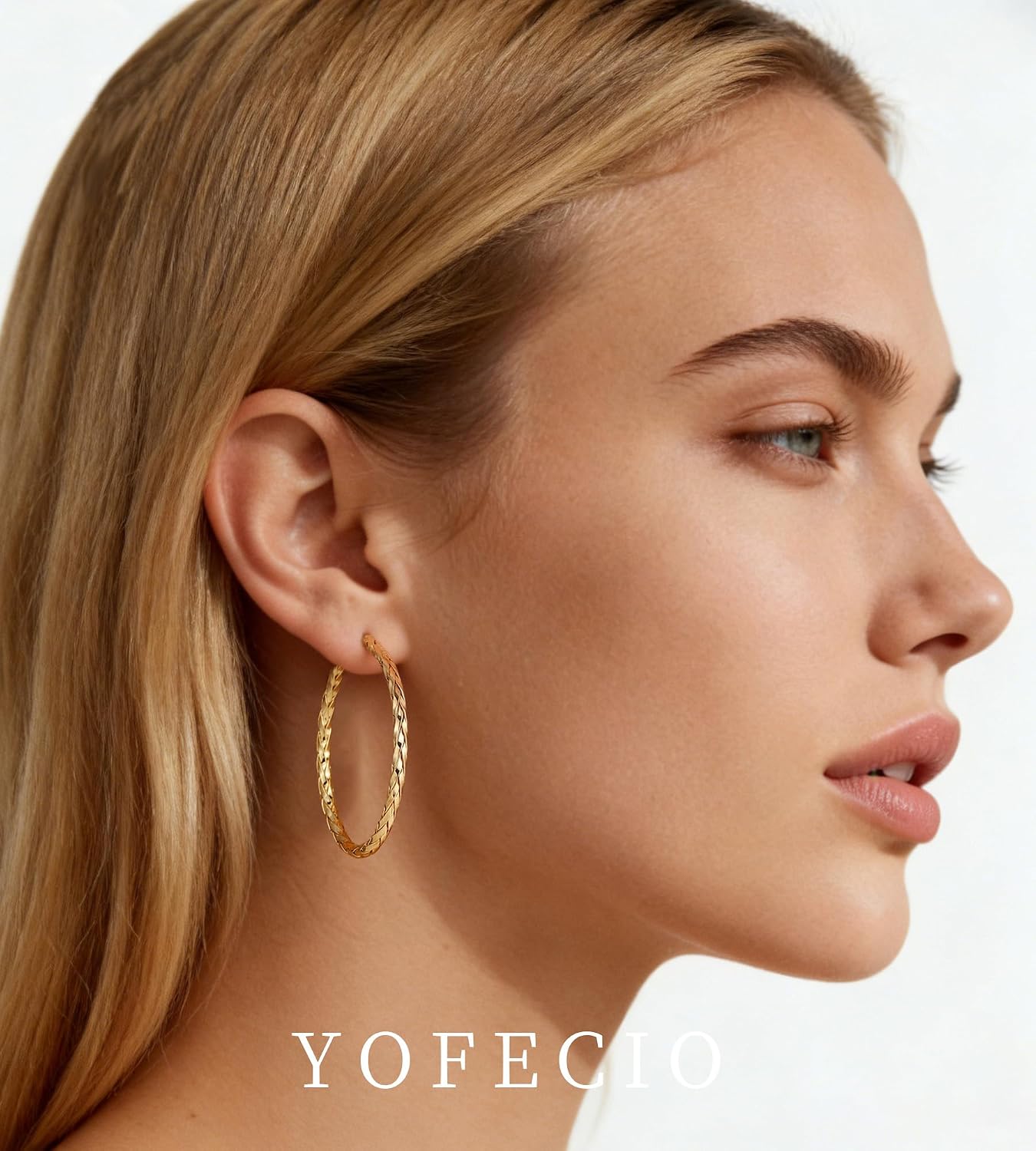 Gold Hoop Earrings for Women Hypoallergenic 925 Sterling Silver Post Hoop Earrings 14K Real Gold Plated Twisted Hoop Earrings Lightweight Big Gold Hoops 20/25/30/40MM