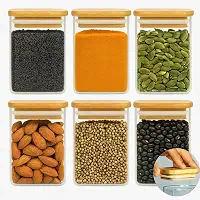 Conjunto 6 Potes Herméticos Com tampa De Bambu Premium 250ml 8,5x6cm