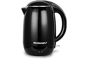 Elite Gourmet Double-Walled Insulated Electric Kettle in Black