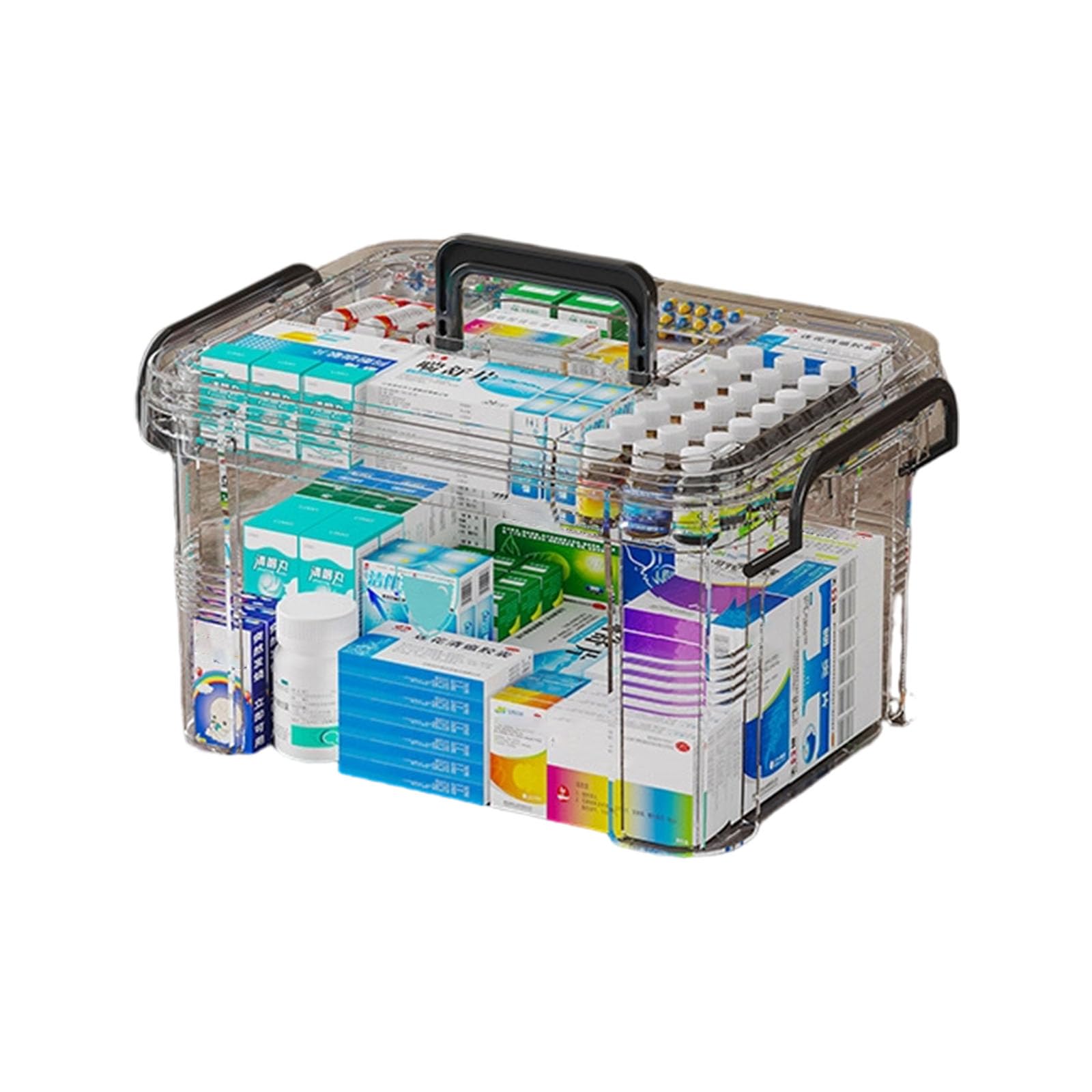 Limtula PP Medicines Organizers Clear Lid Multilayer Compartments Large Capacity Portable Box for Family Family Emergencys Medicines Organizers