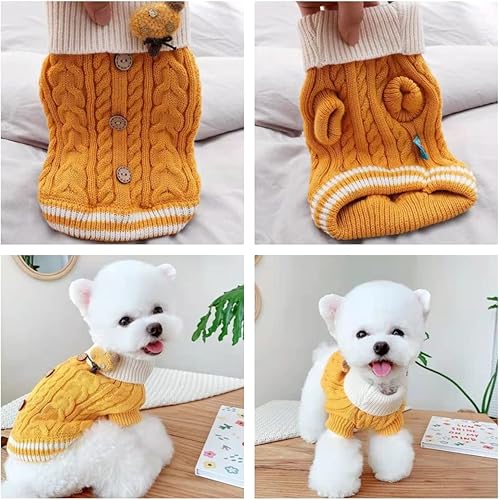Miniatura 2 de Suéter de punto para perros pequeños, gatos, ropa gruesa y cálida para cachorros, cuello alto, elástico, chihuahua, bulldog y perro salchicha (XS,