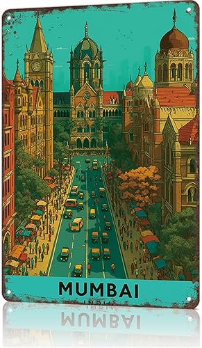 Miniatura 1 de Funny Metal Sign Mumbai, India - Cultural City Poster Wall Art Tin Signs For Home Man Cave Office Bedroom Wall Decor 8x12inch