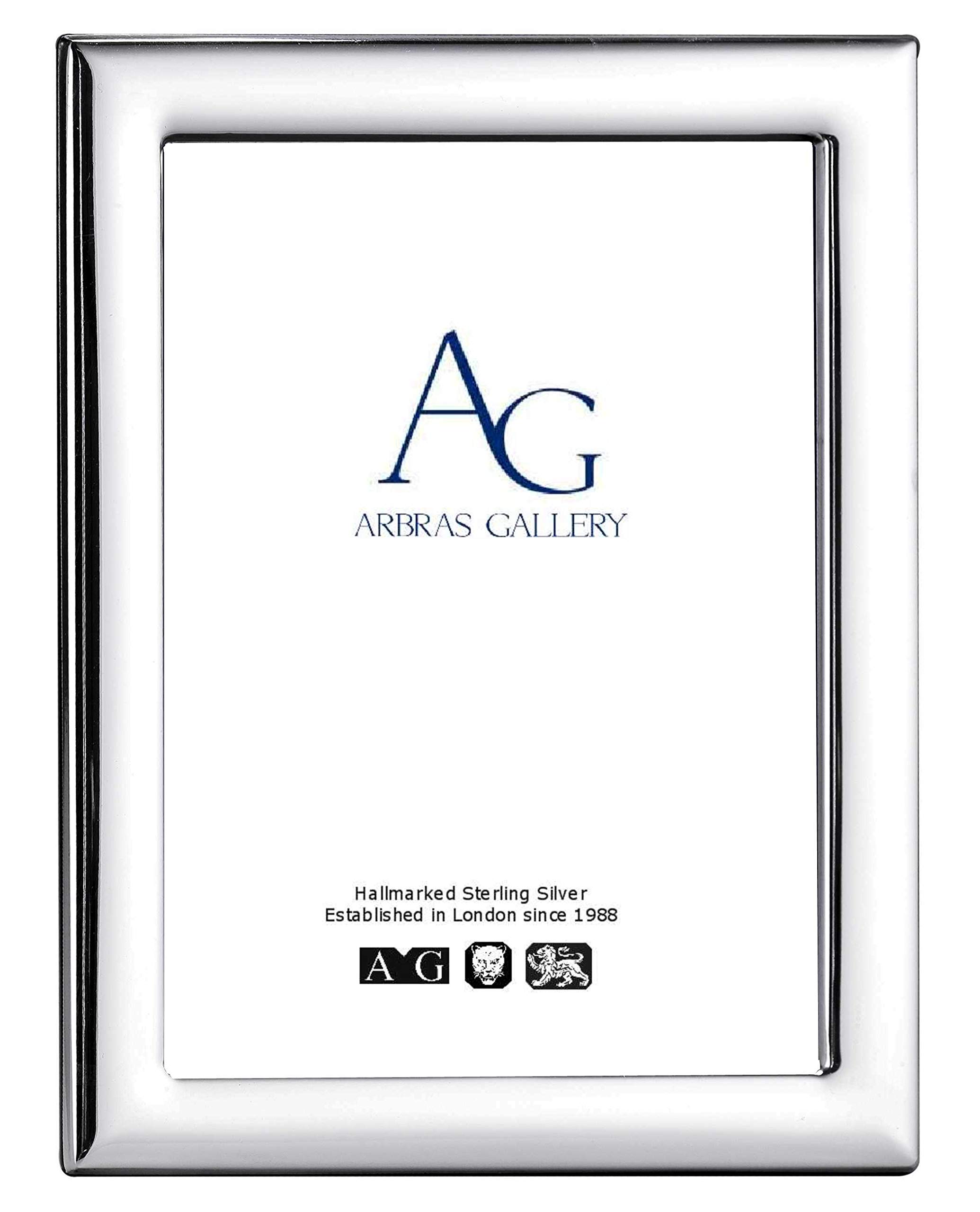 Arbras GalleryAG Sterling Silver Plain Photo Frame Picture Frame for Photograph 6''x 4'' with Wood Back can stand Portrait or Landscape