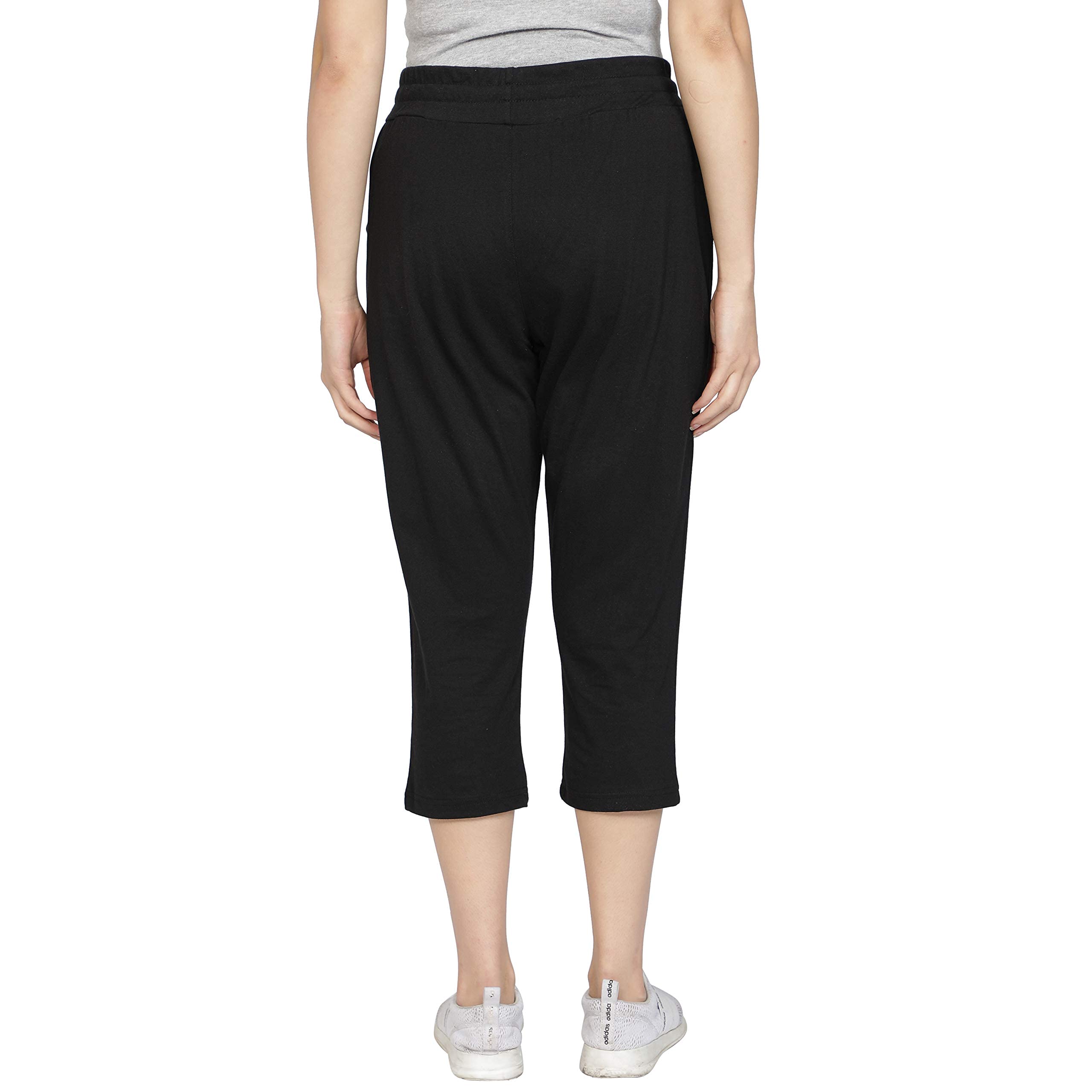 Club A9 Womens Regular Fit Solid Cotton Capri Pant, Soft & Comfortable, Stylish Design, Ideal for Casual Outings | Medium | Black 1