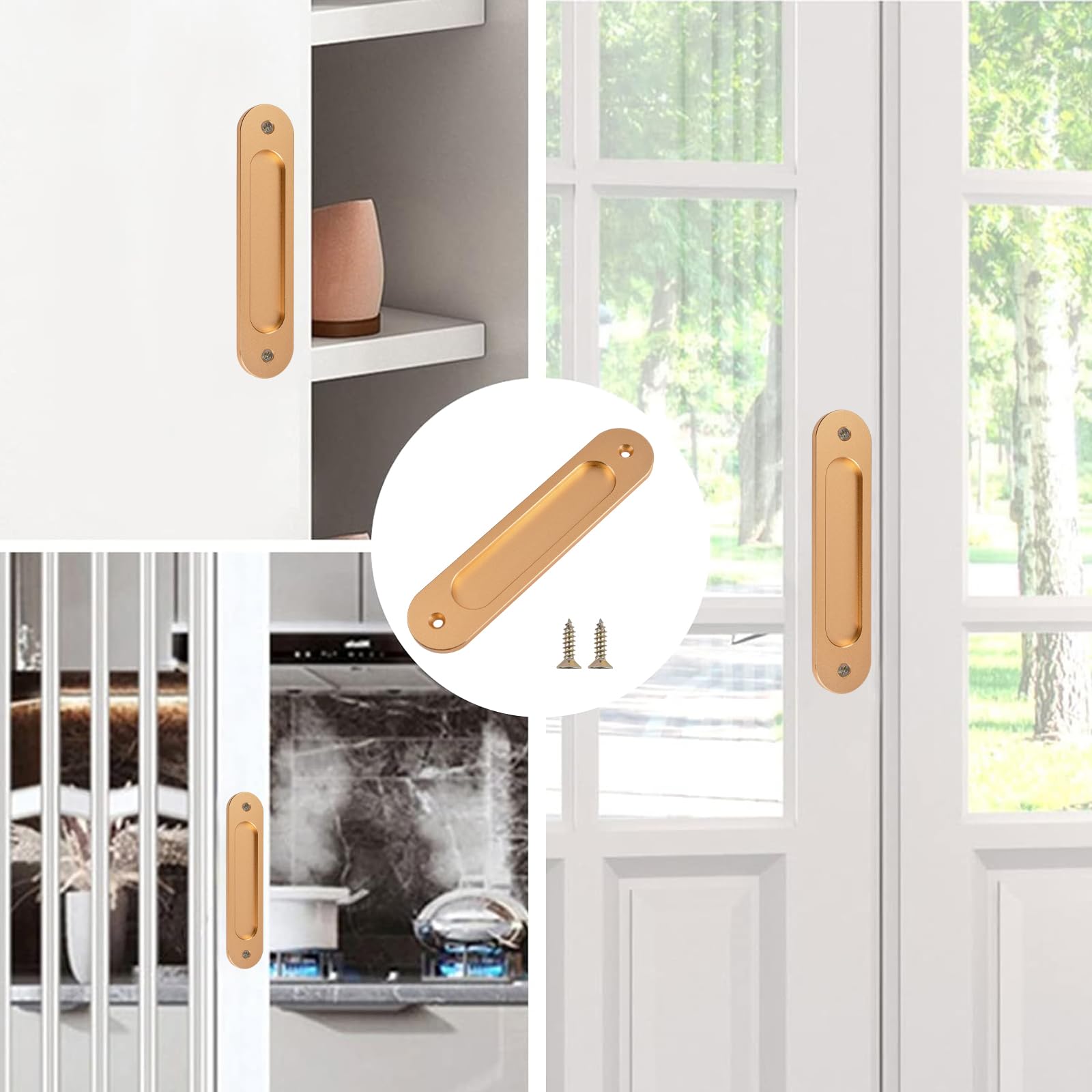 Maniglie Per Porte Scorrevoli Ovali - 2 Pezzi Bronzo Oro | In Lega Alluminio | Per Porte A Soffietto O Armadi - Foto 10