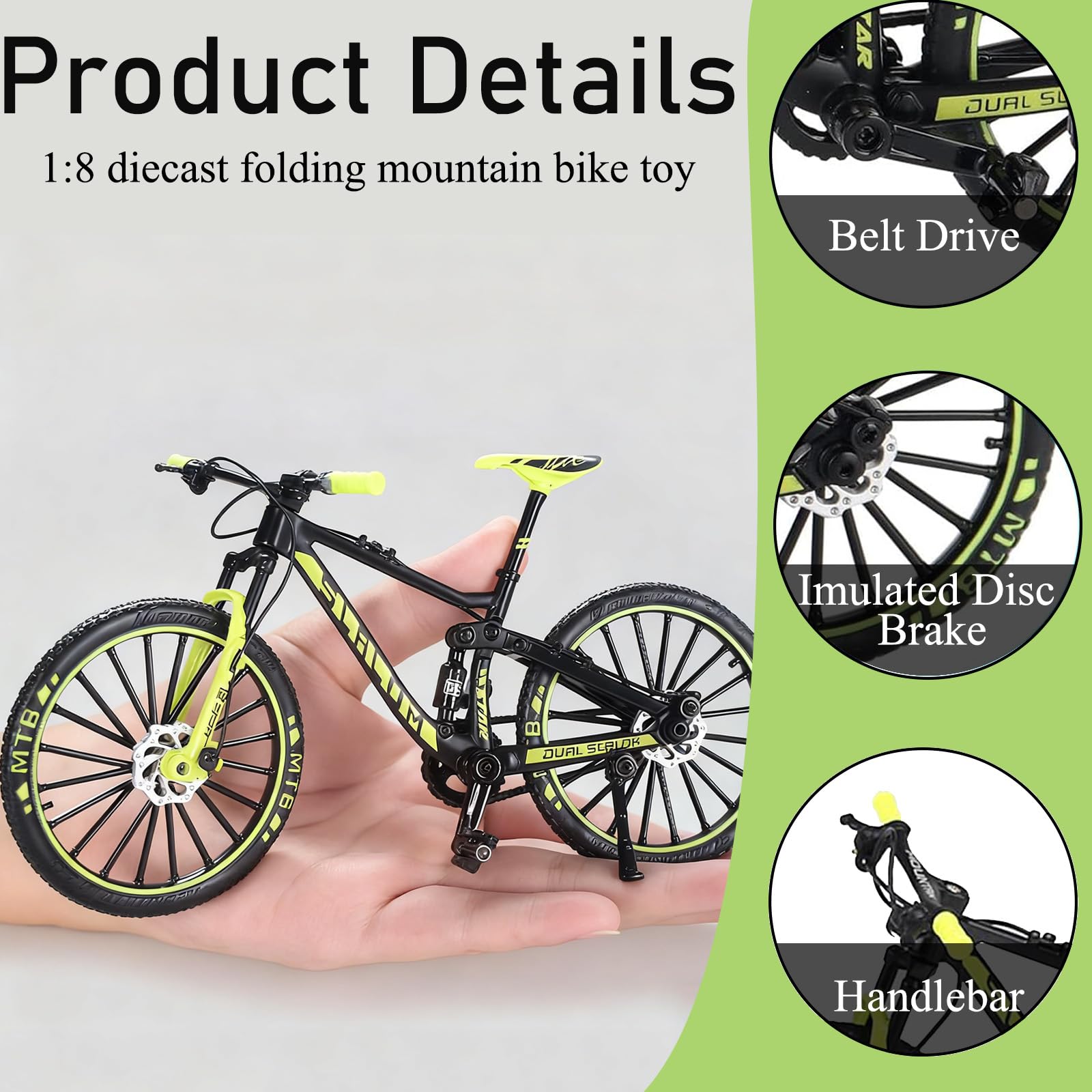 1:8 Finger Mountain Bike, Alloy Die Cast Finger Bike - Image 3