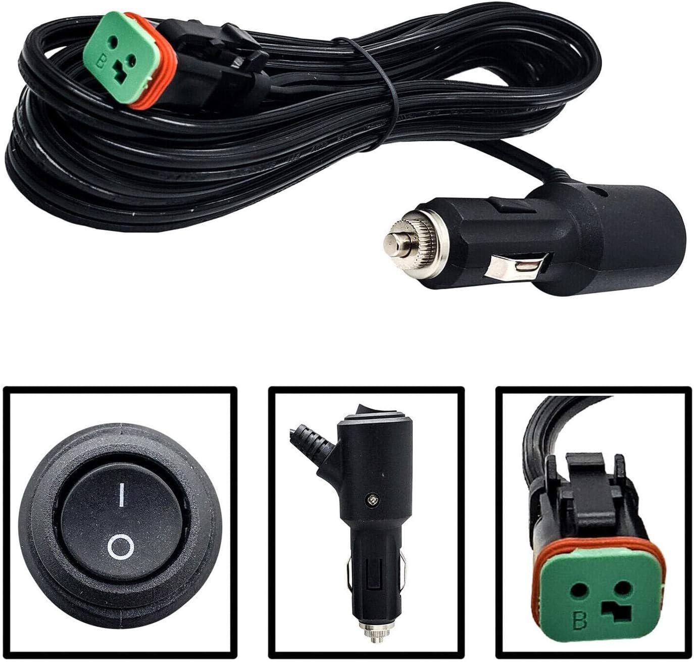 iJDMTOY 12V Cigarette Lighter to Deutsch DTP Power Cord for Auto Lights image 2