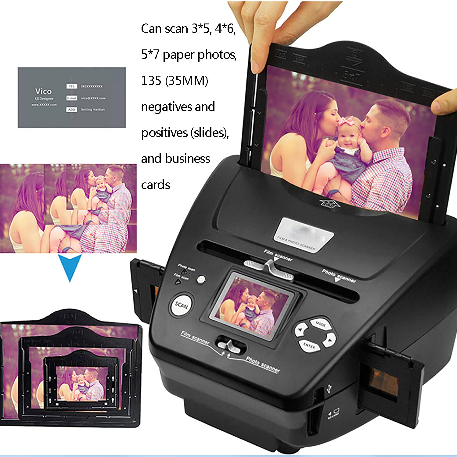 Amazon | 4-in-1 フィルムスキャナー、2.4 インチ LCD スクリーン付き