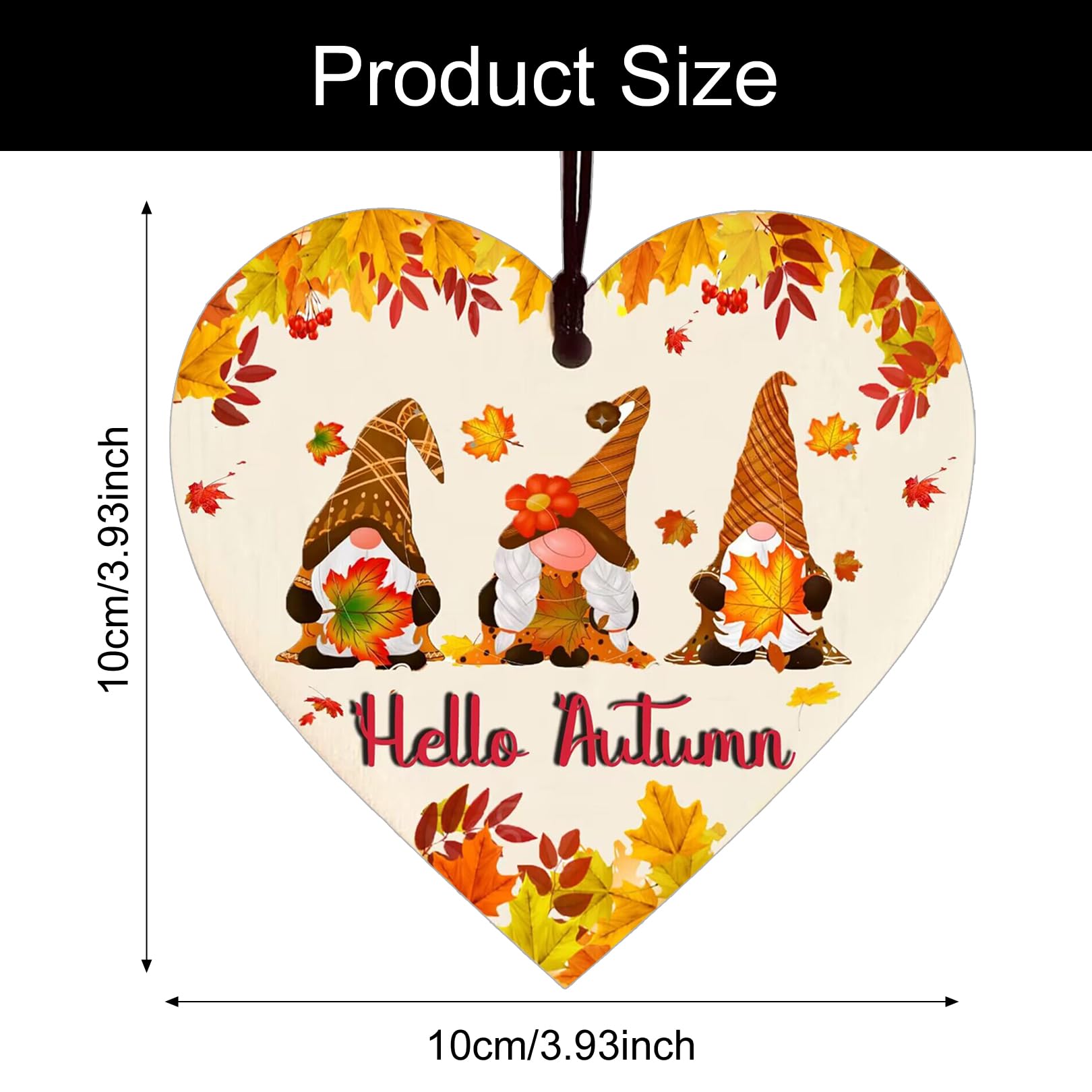 Targa In Legno Da Appendere A Forma Di Cuore Con Scritta Hello Autumn