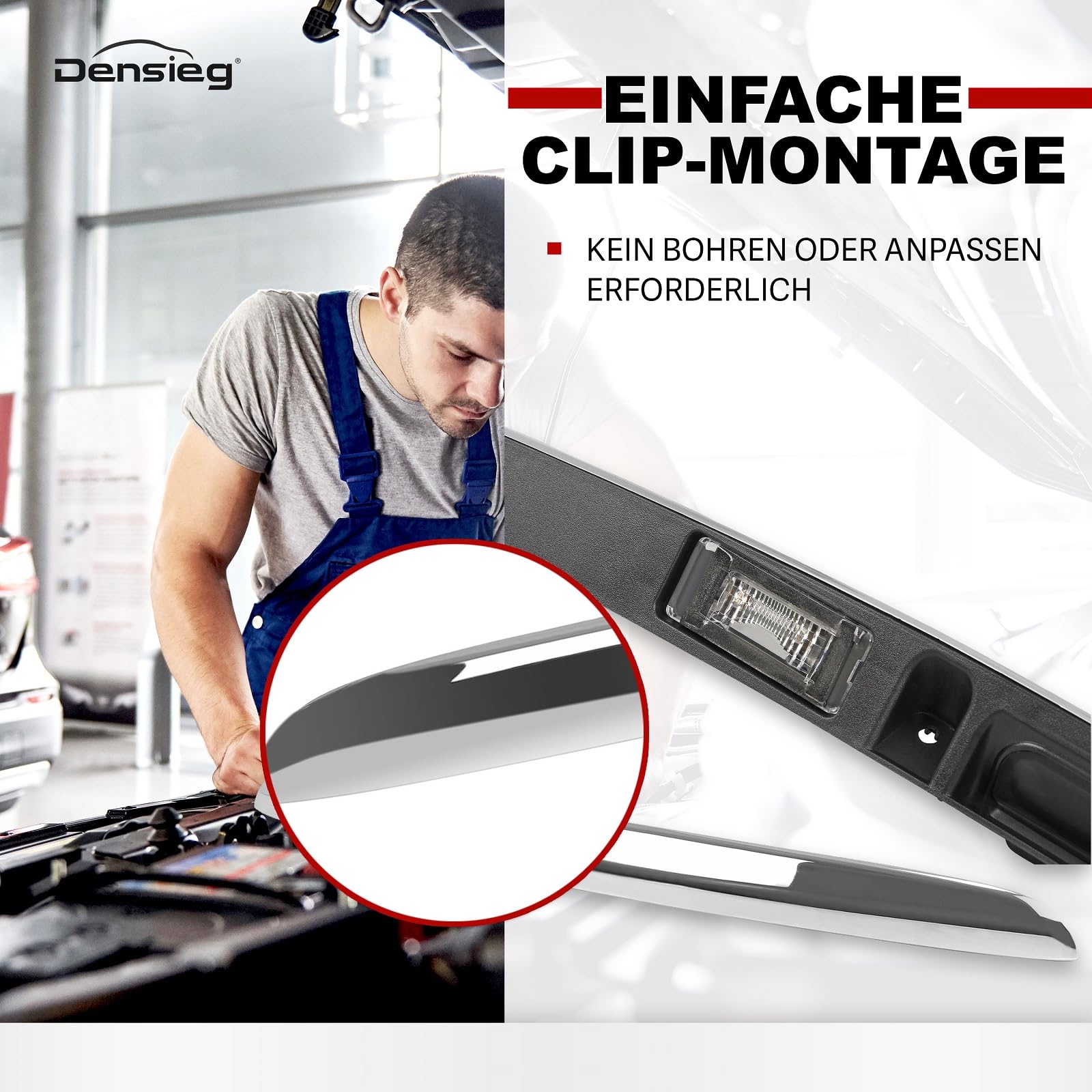 Heckklappengriff Griffleiste Taster für Mini R55 R56 R57 R58 R59 R60 R61 – Zierleiste Chrom mit Kennzeichenbeleuchtung – Ersatz für 51132753602 (Chrom)