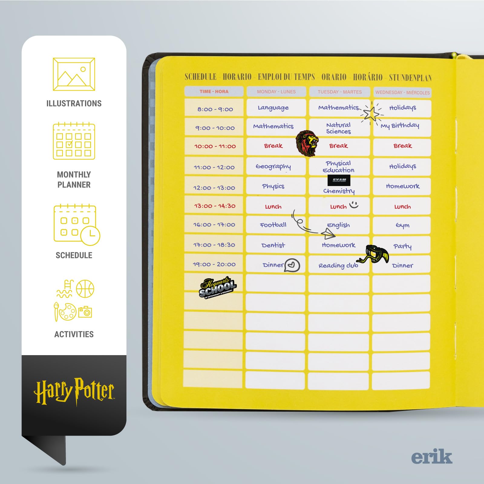 Grupo Erik Harry Potter Diary 2024-2025 | Back To School 11 Months Academic Diary Day To Page | August 2024 - June 2025 | Mid Year Diary 2024-2025 With Stickers | Harry Potter Gifts - Image 3