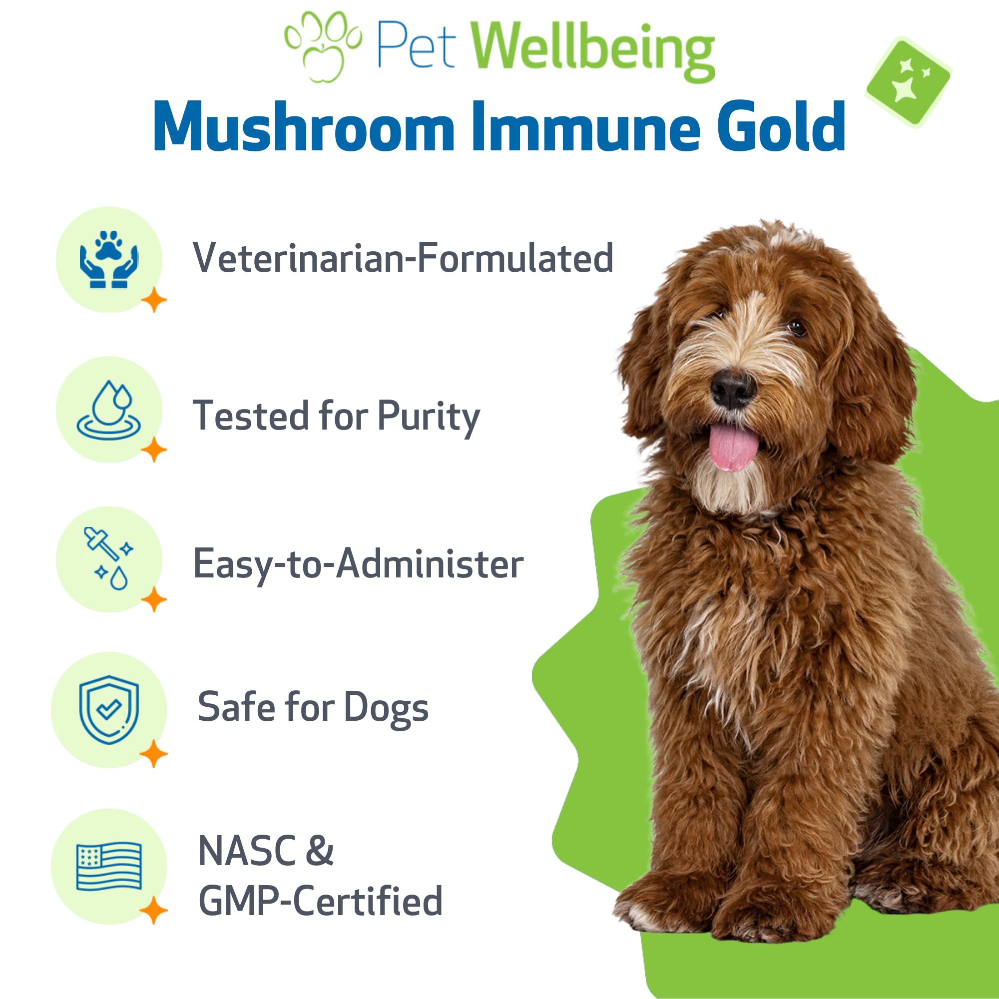 Pet Wellbeing Pilz Immun - Potent Ergänzende, Alternative Gesundheit Unterstützung Für Immunsupprimierten Hunden Und Katzen 8 Unzen, Gold