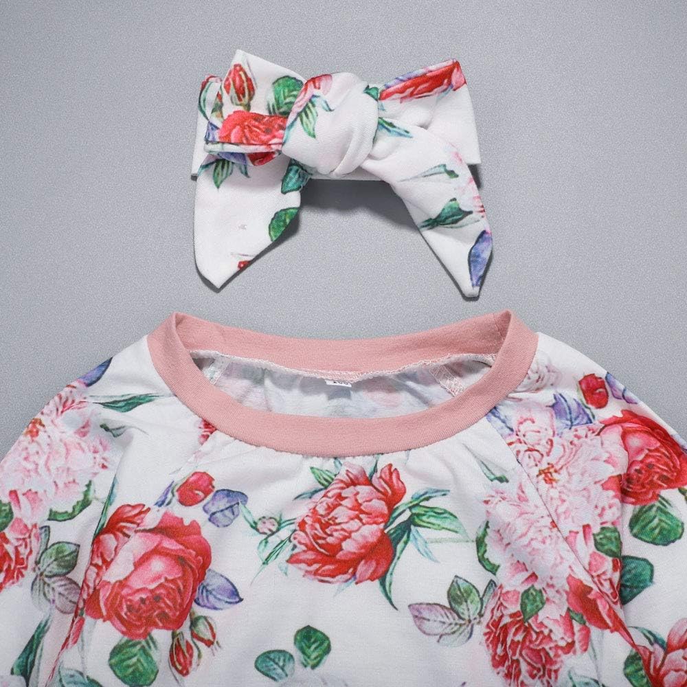 Toddler Girl Clothes 0-4T Cute Baby Infant Sweatshirt Outfits Set Leopard Sweatsuit Ruffle Sweatpants 2PCS