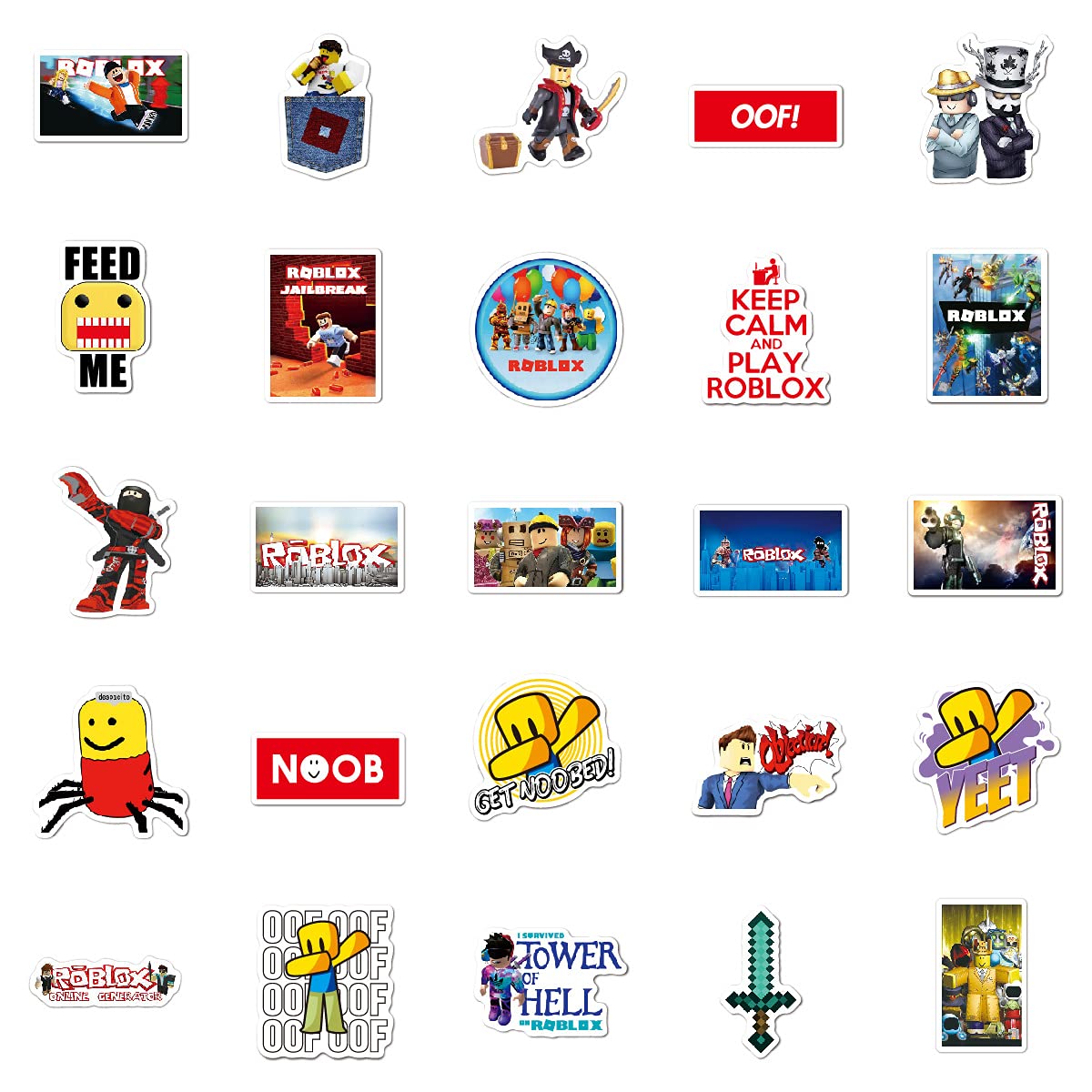 50 Pcs Ro blox Stickers - Gaming Vinyl Decals for Kids Teens Adults Water Bottle Laptop Scrapbook Hydroflask Phone Skateboard Luggage Guitar DIY Crafts 3