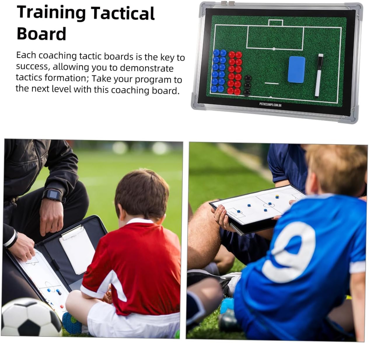 Football Coaching Board Sports Ball Training Board Aluminum Alloy Dry Erase for Soccer Coaches and Trainers Indoor and Outdoor Match Strategy