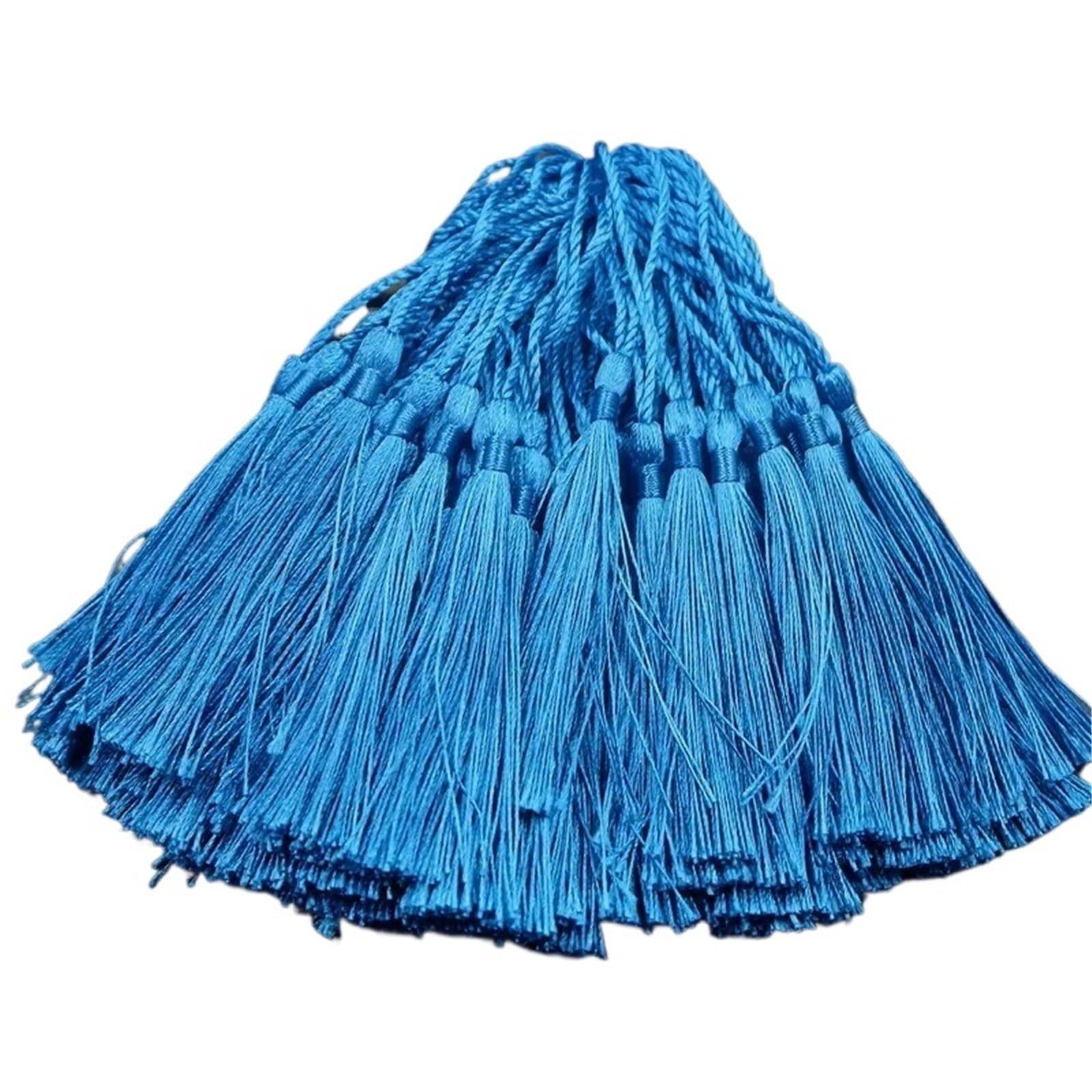 Mini Tassels 300pcs/lot 13cm Tassel Silk Fringe Silky Floss Bookmark Tassels Mini Tassels For DIY Craft Jewelry Making Souvenir Bookmarks for Crafts(01 Blue)