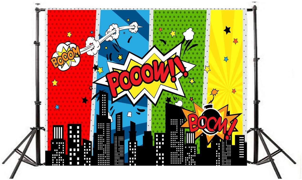 Telón De Fondo Super City Para Cumpleaños Infantiles – 150x100cm, Vinilo Con Diseño De Héroes Urbanos