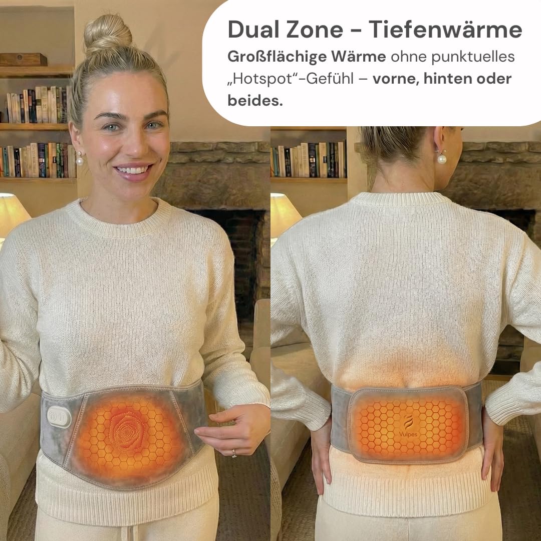Vulpés BellyBelt Ultra Dual Zone Wärmegürtel – Wärme für Bauch, Unterleib & Rücken | Infrarotwärme für Periodenkomfort | Entwickelt in Deutschland