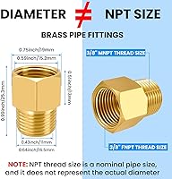 Vista 8 de SDTC Tech Paquete de 2 accesorios de tubería de latón 3/8 NPT rosca macho a 3/8 NPT rosca hembra adaptador reductor, conectores de extensión