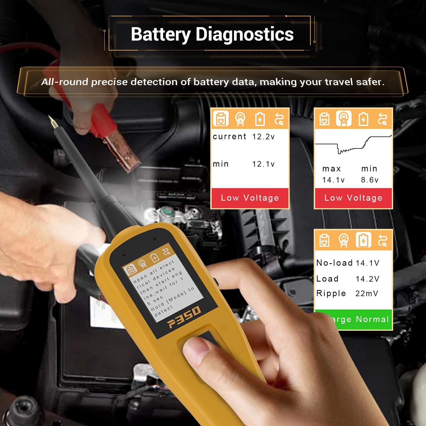 Car Automotive Power Circuit Breaker Probe Tester Finder Tool Bsttery Electrical Fuse AC DC Voltage Tester Test Light Wire Break Locator Analyzer Tracer Pen Accessories 9-30V (p350)