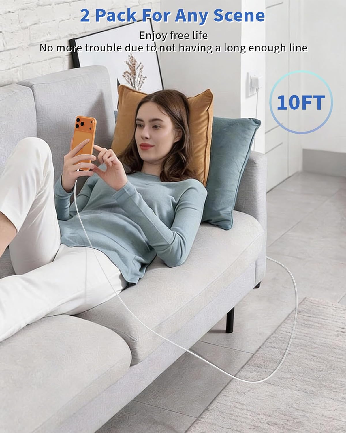 Fast charger for iPhone 17, 2Pack 40W Dynamic Power Adapter with 60W Max Foldable USB C Charger Block with 10FT USB C Cable for iPhone 17/Air/17 Pro/17 Pro Max/16 Pro Max/16 Plus/15, iPad Pro/Air/Mini