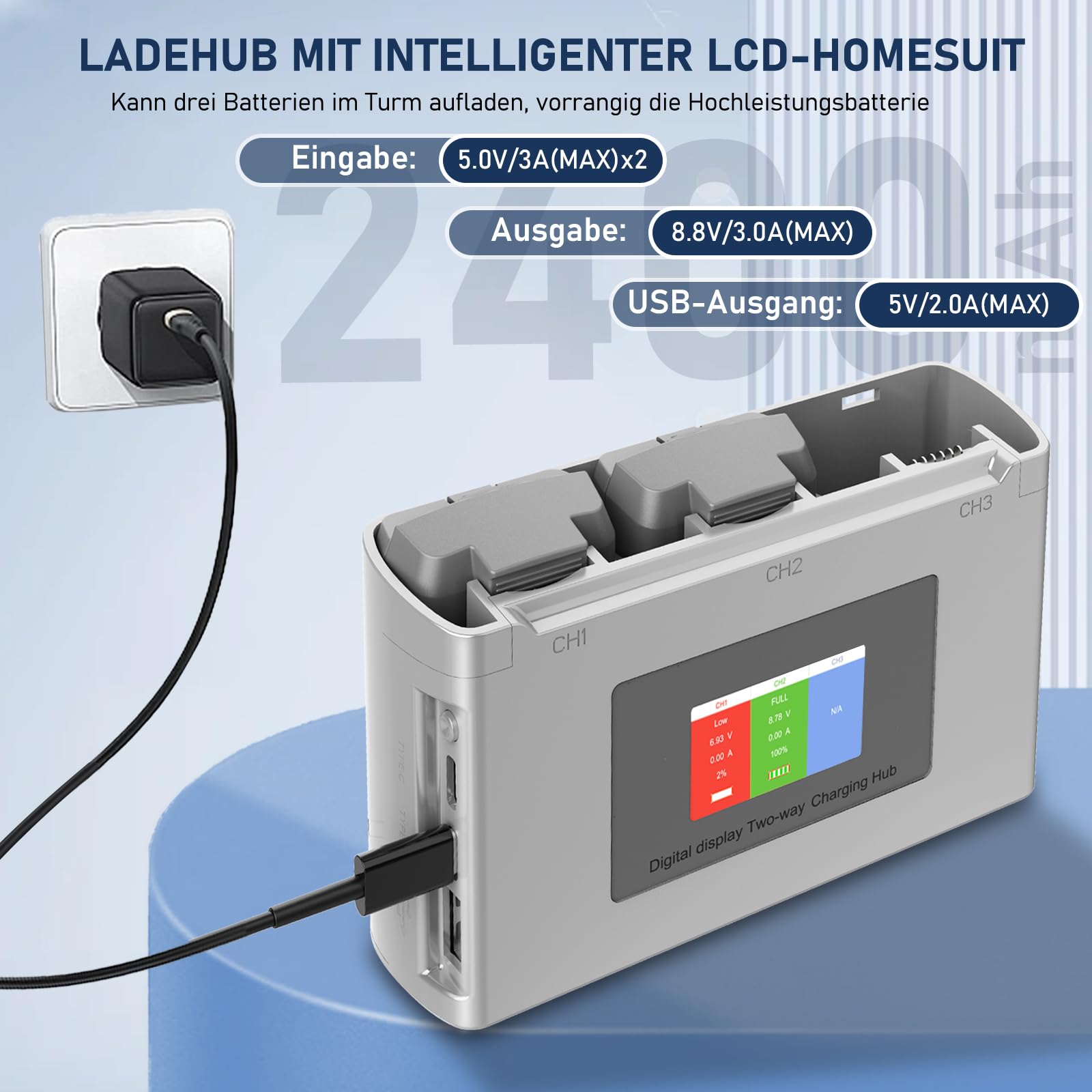 Homesuit Mini 2 akumulator z wyświetlaczem cyfrowym Stacja ładująca, Kompatybilny z DJI Mini 4K, 2 SE, SE, 2400mAh Inteligentny akumulator lotniczy Zastępczy dla akumulatora DJI Mini 2 SE (31 minut