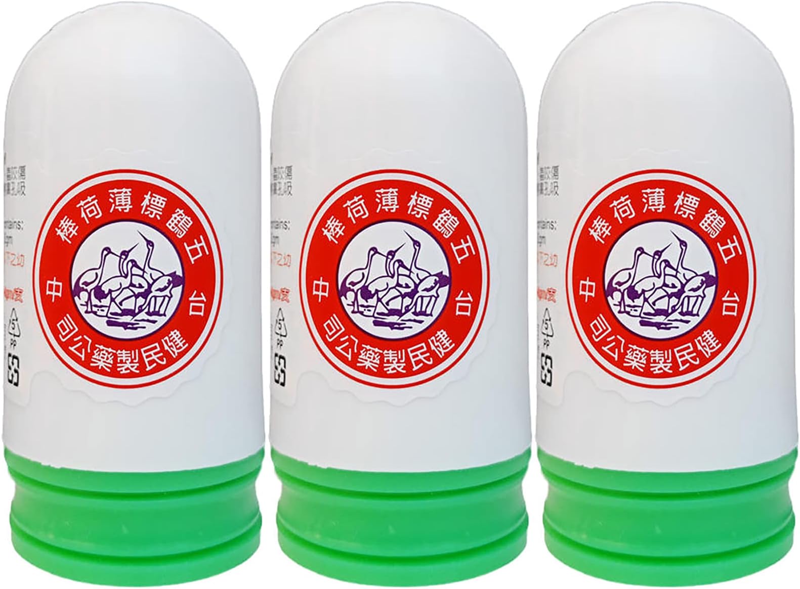 xinlong 3pcs Five Cranes Menthol Stick Made in Taiwan 三瓶裝五鶴標牌薄荷棒 每瓶14.5g